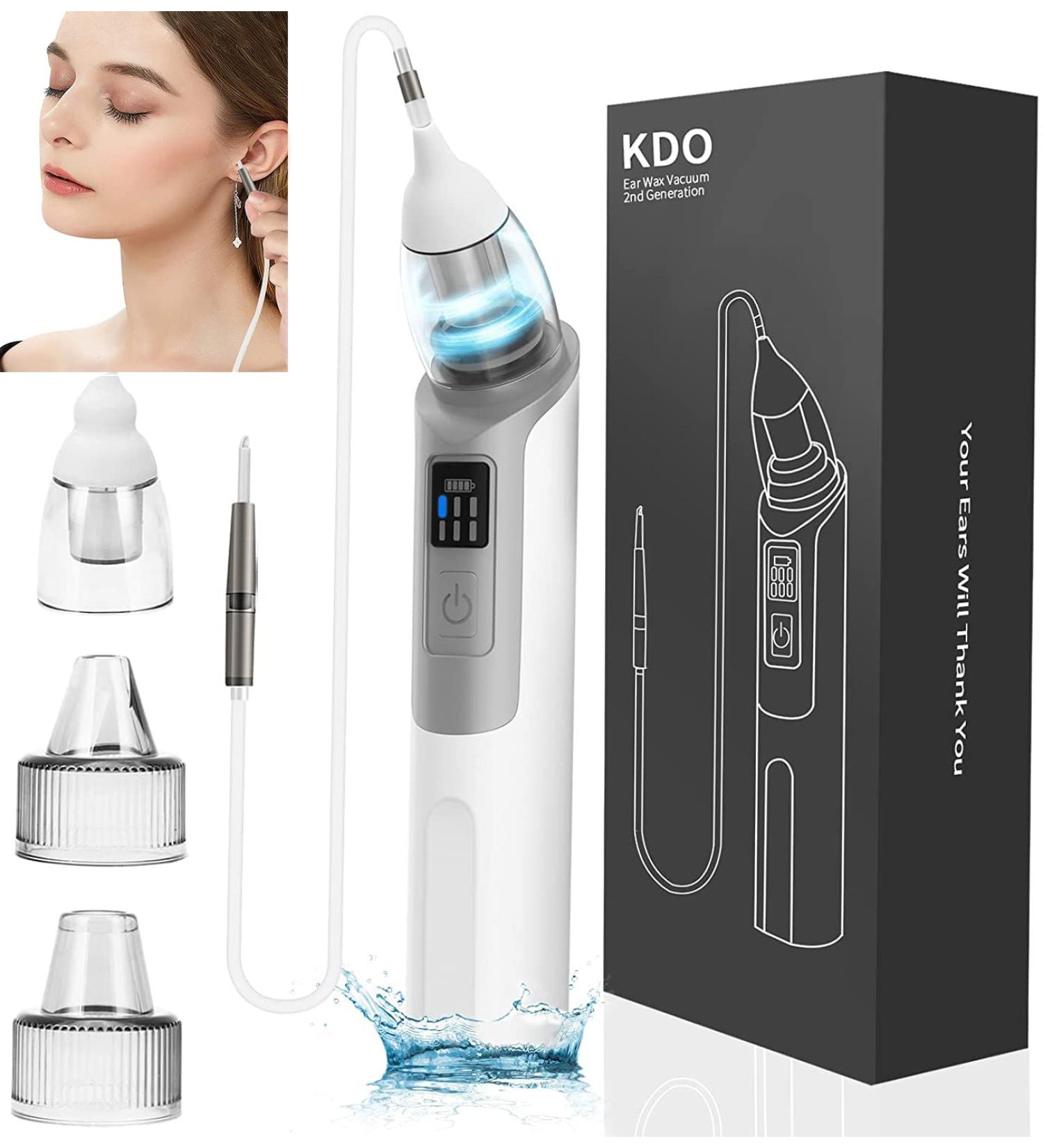 Ear Vacuum 6 Gear Strong Suction KDO Ear Wax Remover Kit - Safe & Soft Silicone Tips for Adults, Kids, Humans & Pets - Buy Online on GoSupps.com