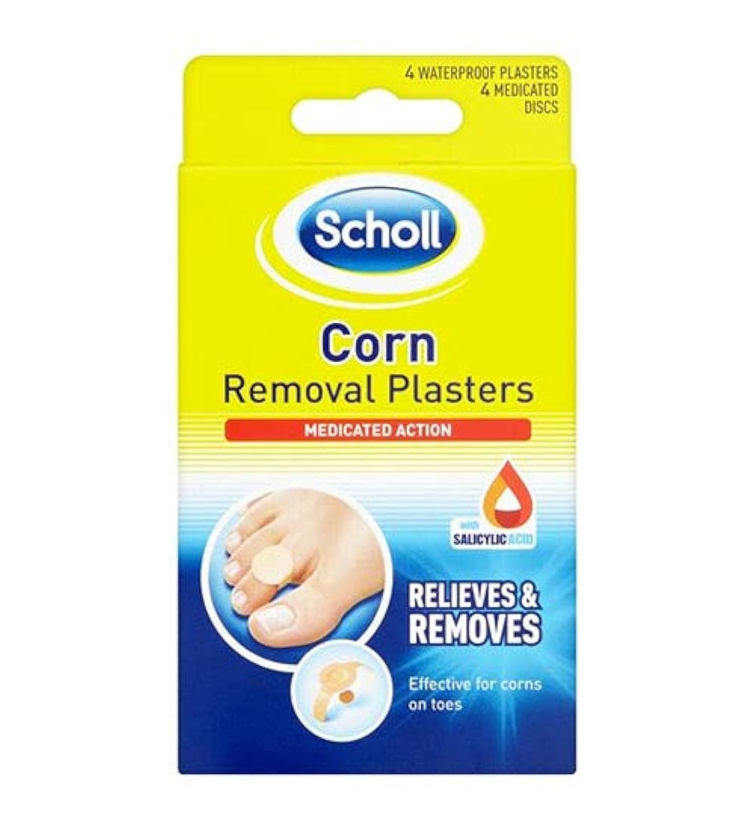 Scholl Medicated Corn Removal Kit - 4 Plasters & 4 Discs | Effective Corn Treatment - Buy Online on GoSupps.com