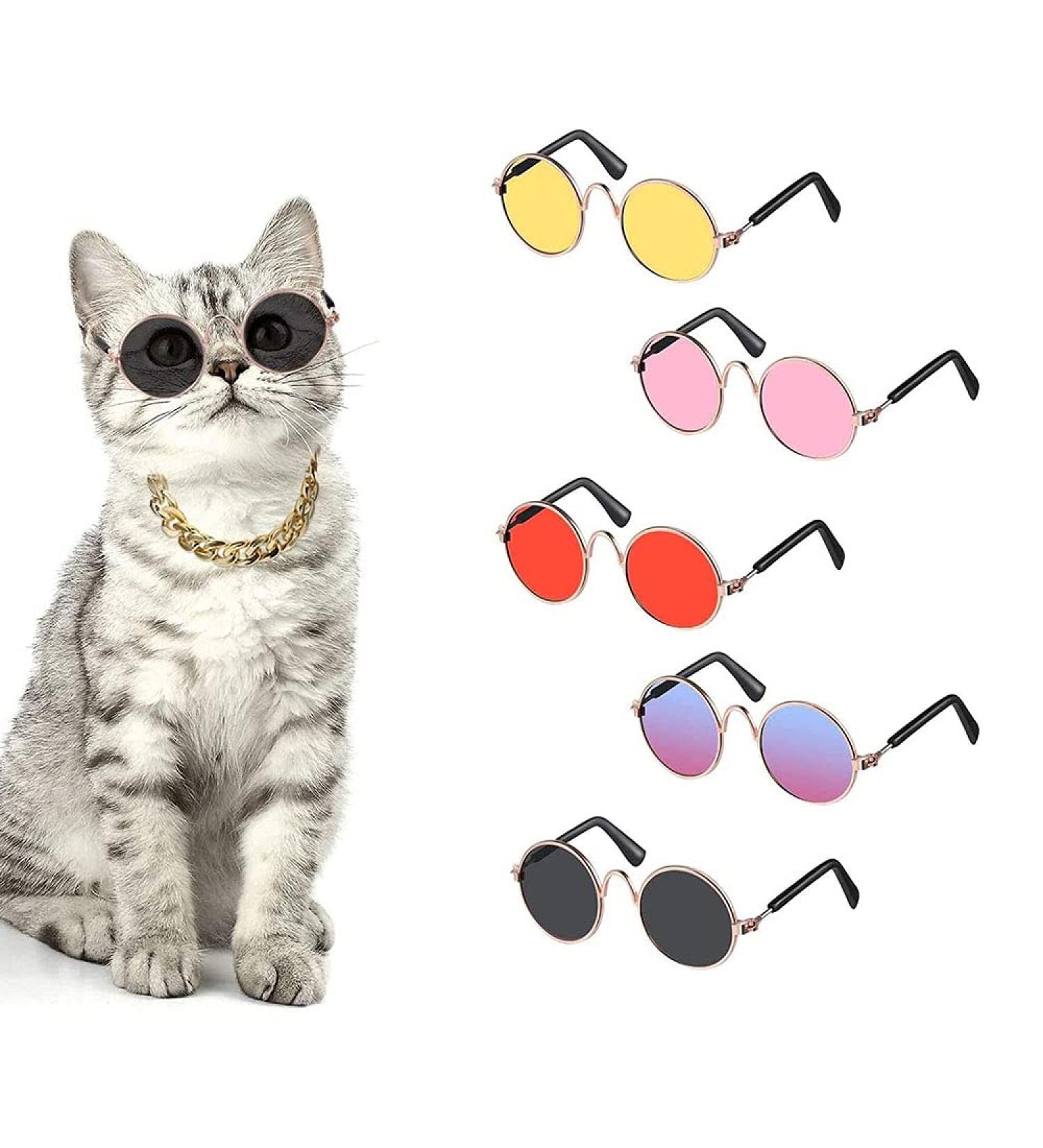 5 Pieces Pet Glasses | Fashion Sunglasses for Dogs & Cats | Retro Style Small & Medium Pet Sunglasses - Buy Online on GoSupps.com