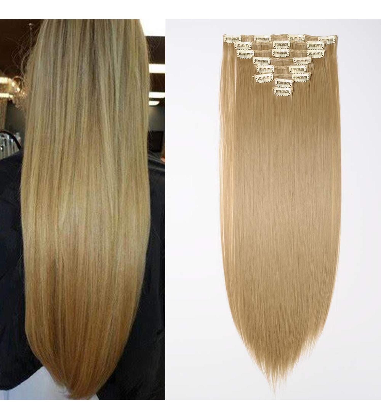 23 Ash Blond Ombre Clip-In Hair Extensions - Full Head 8 Pieces, 18 Clips - 23 Inch Straight Extensions - Buy Online on GoSupps.com
