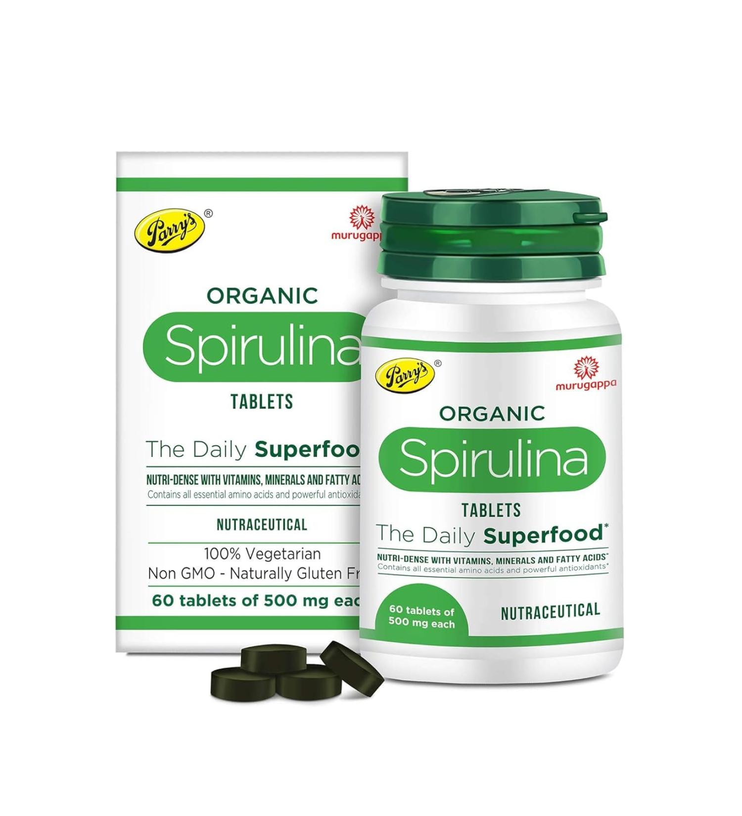 Generic Viva Organic Spirulina Tablets - Most Bio-Available Protein & Nutri-Dense Superfood | Immunity and Health Supplement | Metabolism Booster | 100% Vegan | 60 Tablets (500mg Each)