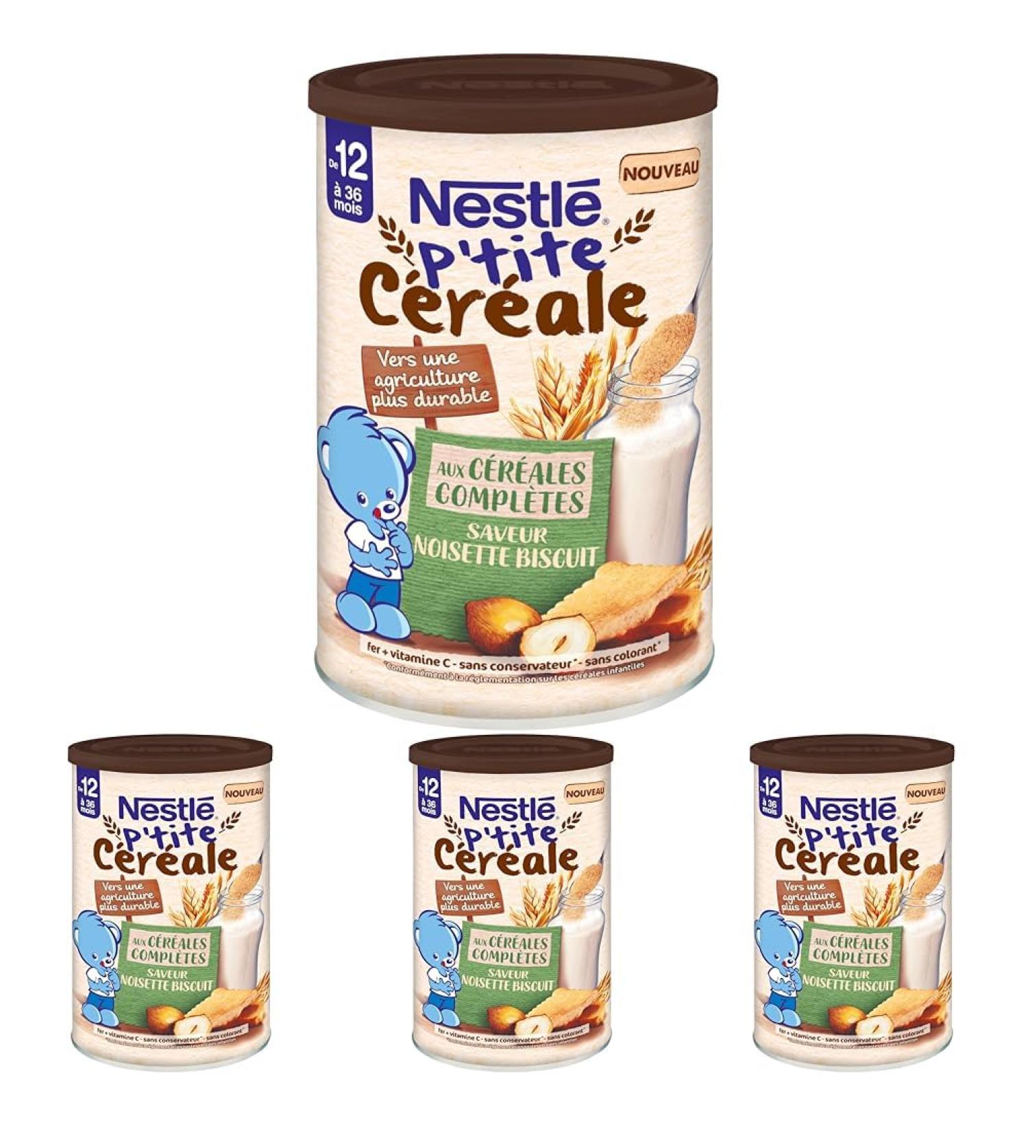 Nestl B b - P'tites C r ales - saveur Noisette Biscuit - c r ales compl tes - d s 12 mois - 415g (Lot de 4) 415 g (Lot de 4)