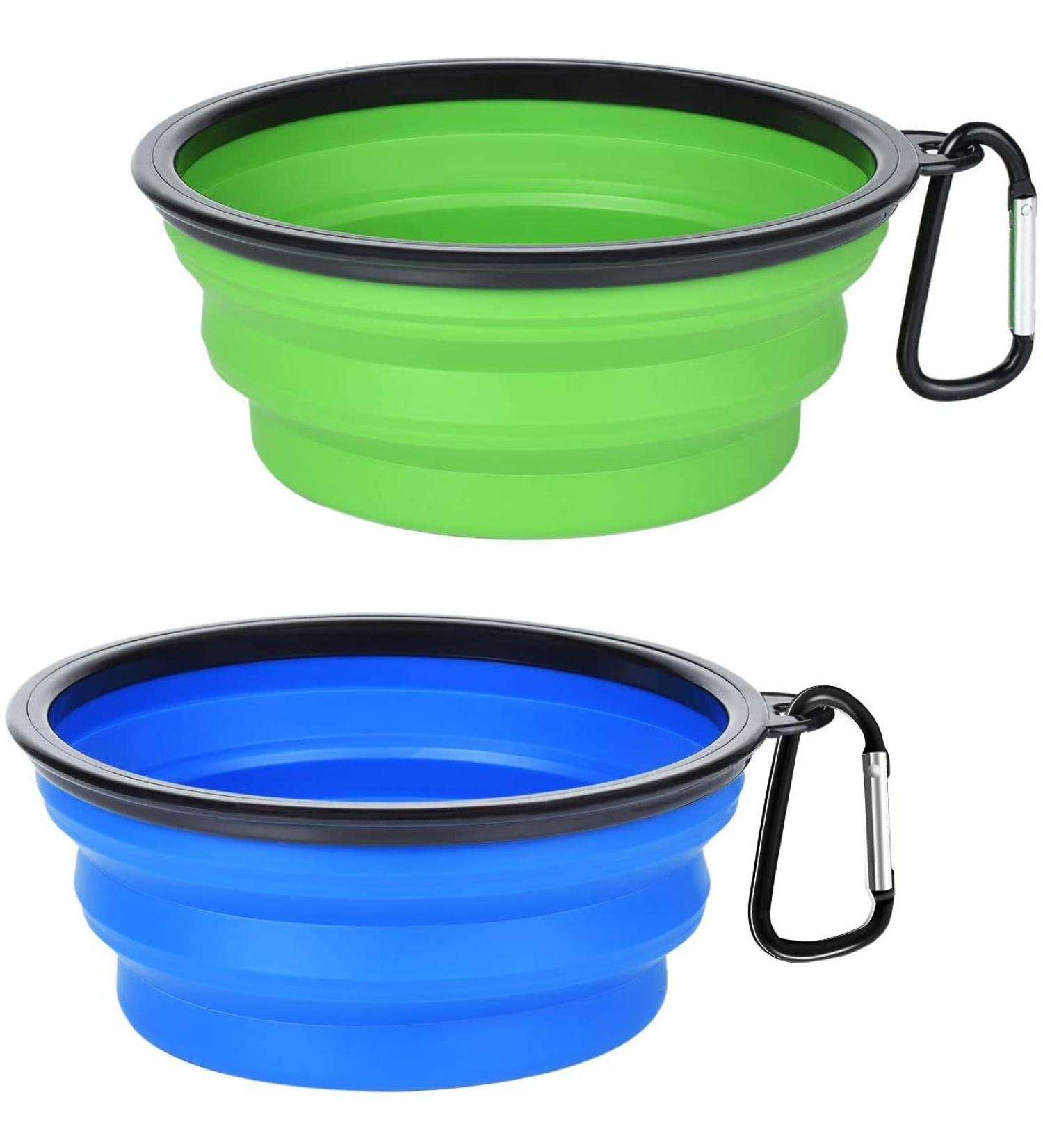 Buy Petbonus Foldable Dog Bowls - 2 Silicone Travel Bowls Leak-Proof & Portable Perfect for Water & Food - Blue & Green 1000ml - Buy Online on GoSupps.com