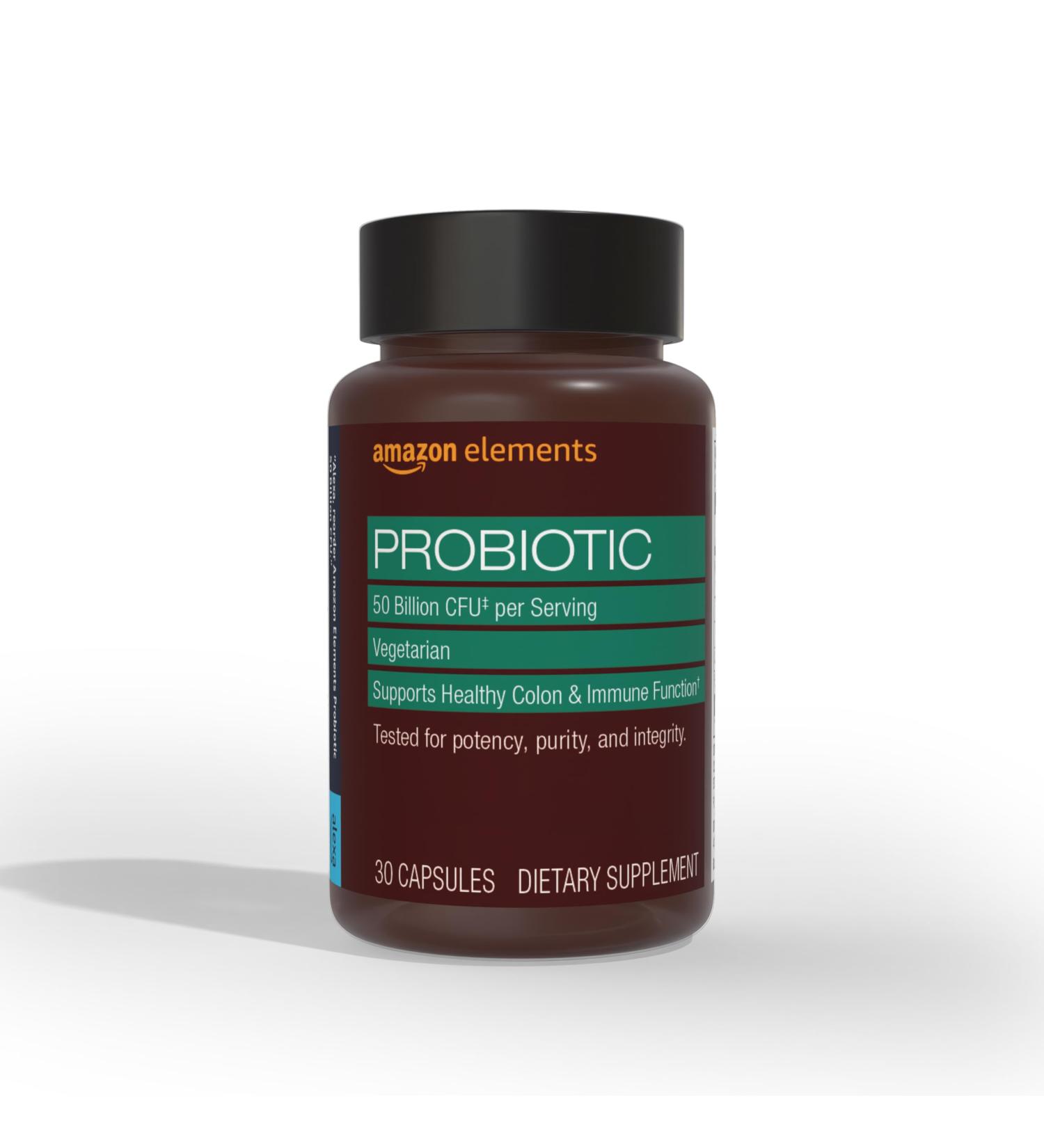 Amazon Elements One Daily Adult Probiotic Blend Supports Healthy Colon and Immune Function 50 Billion CFU (2 Strains) 30 Capsules 1 Month Supply (Packaging May Vary) 30 Count (Pack of 1) - Buy Online on GoSupps.com