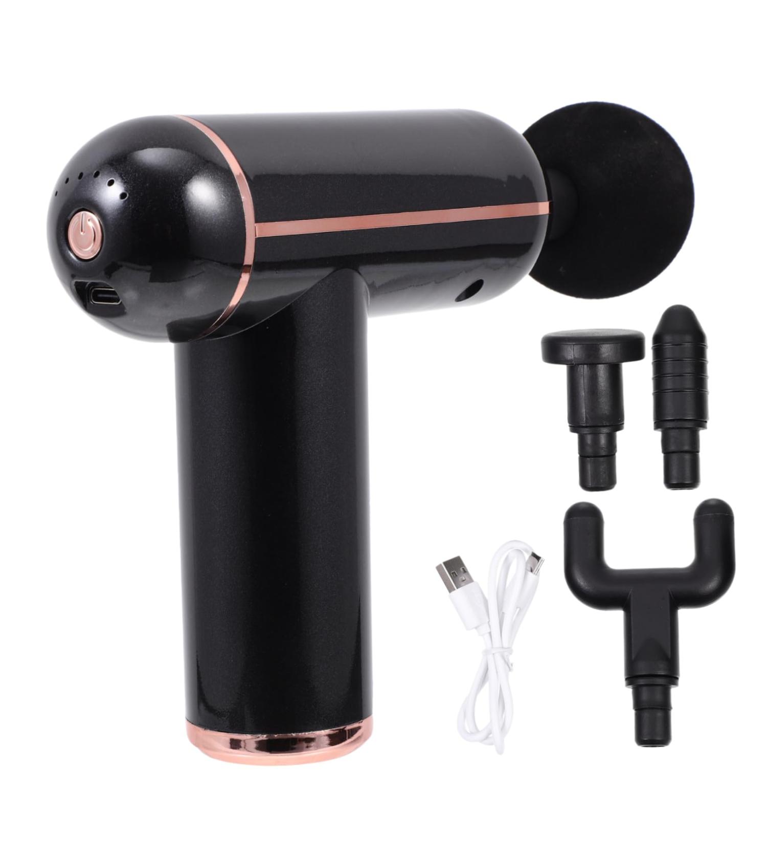 Fascia Massage Gun Set - Adjustable Portable Impact Massager & Metal Accessories - Mini 14.5x14x4.2cm Black | International Shipping Available - Buy Online on GoSupps.com
