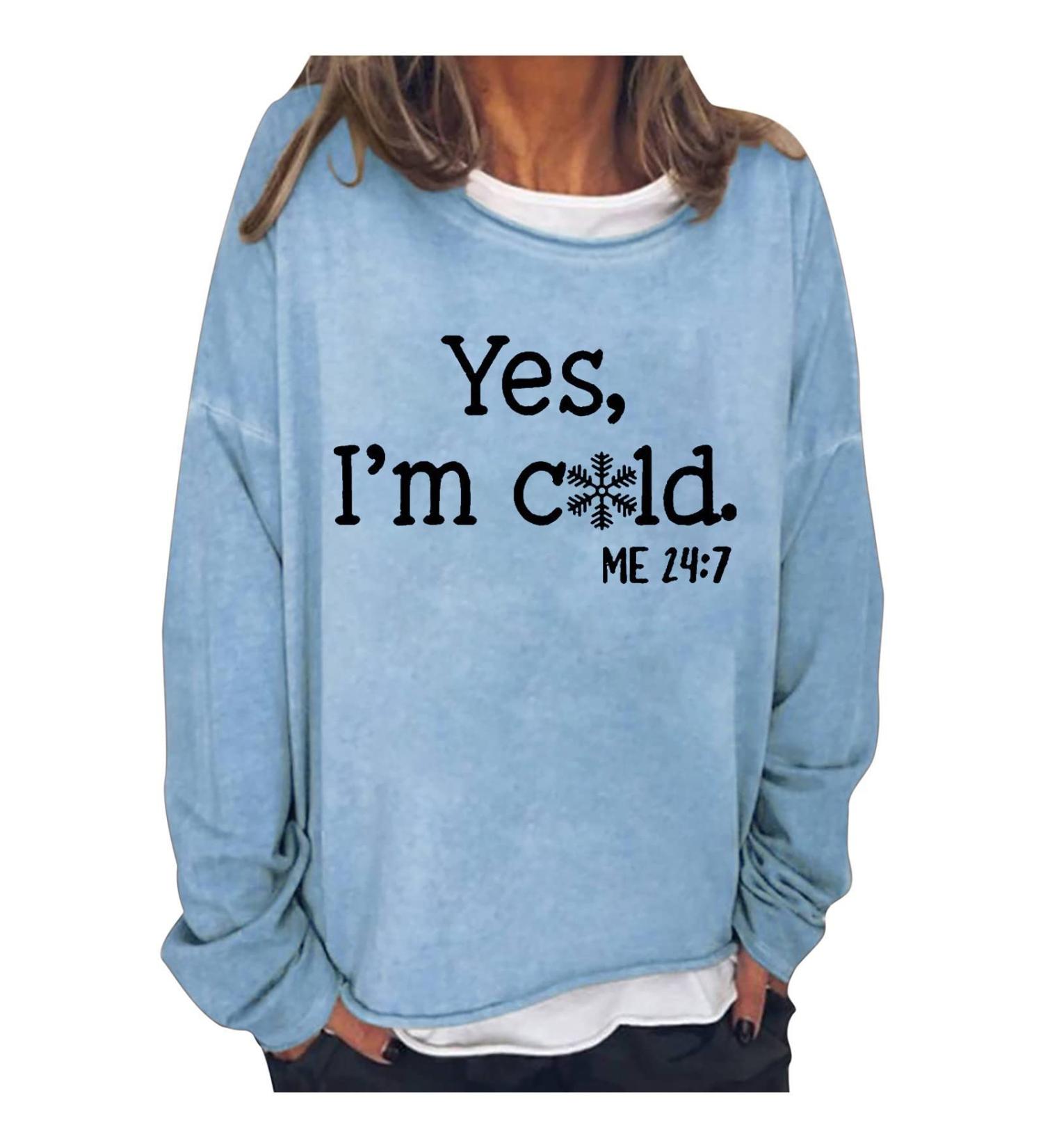 Ganfancp Women's Crewneck Sweatshirt - Winter Long Sleeve Comfy Pullover Merry Christmas Print - Blue Medium - Buy Online on GoSupps.com