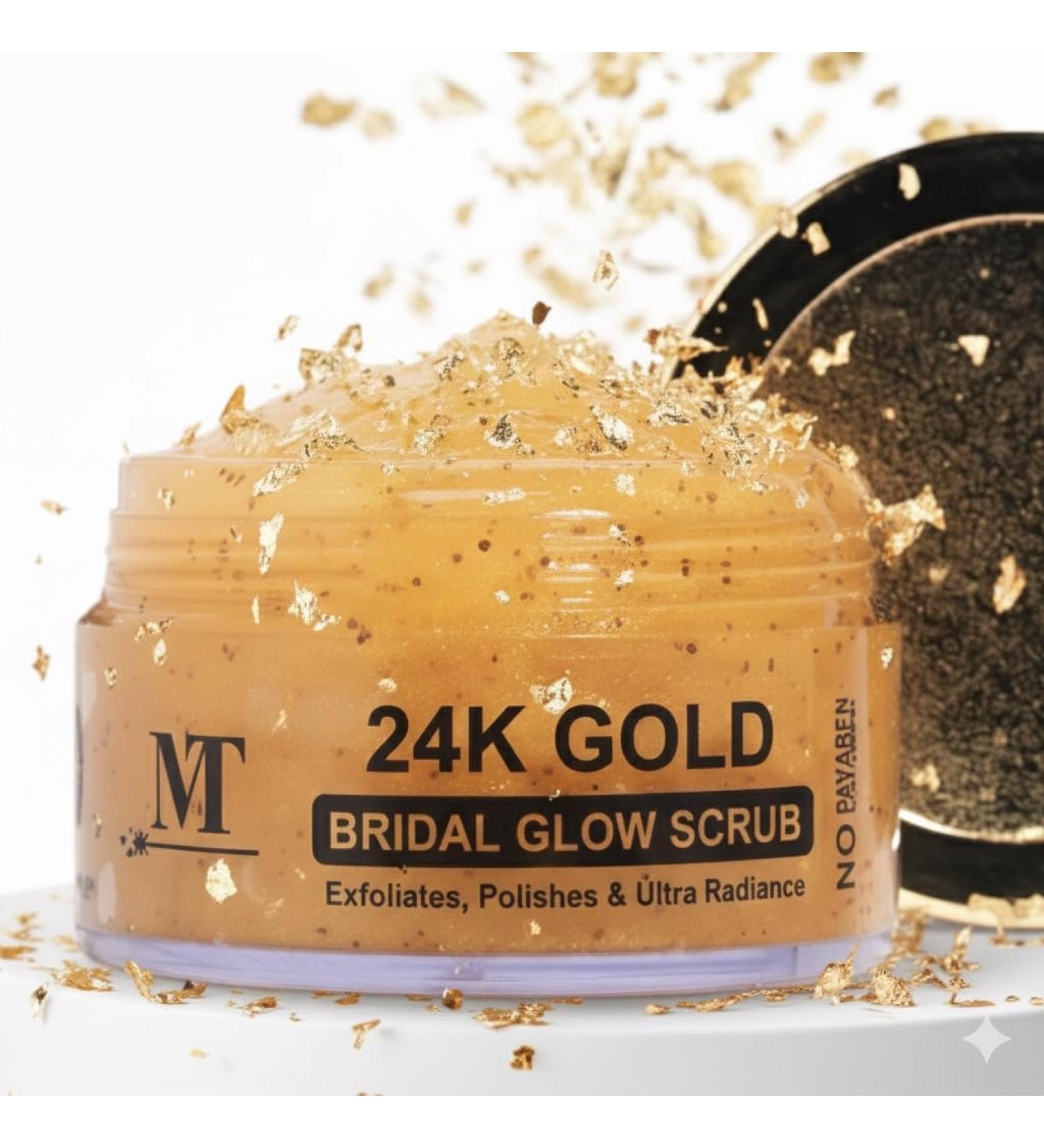 BEMT 24K Gold Face Scrub for Women Gentle Exfoliating Facial Scrub with Gold Particles Helps Improve Skin Appearance & Smooth Texture Bridal & Daily Skincare 100 g - Buy Online on GoSupps.com