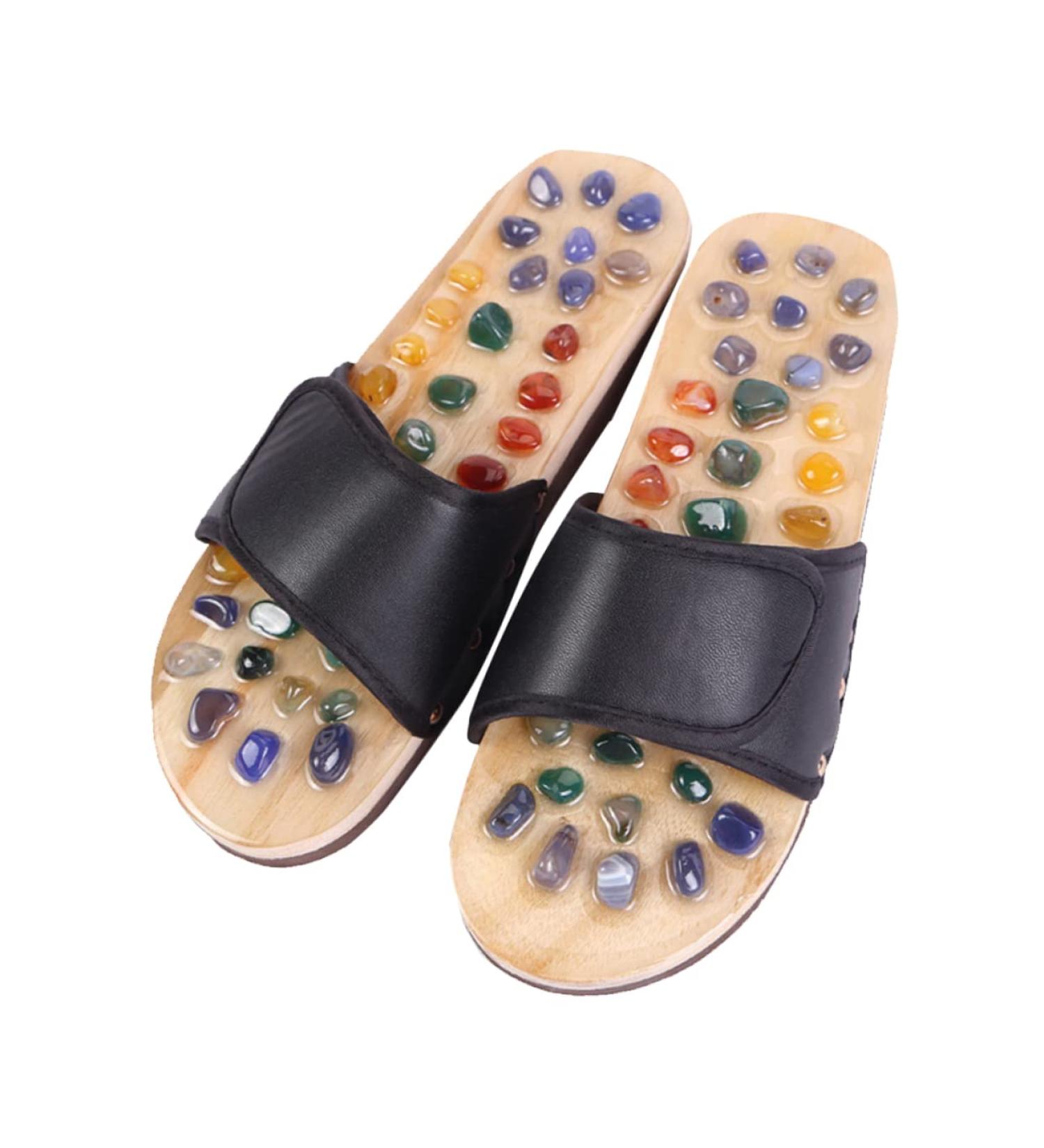 FRCOLOR 1 Pair Massage Slippers Foot Massager Shoe Men Slide Sandals Mens House Slippers Men s Sandals Man Sandals House Shoes for Men Shoes Sandals Mat Wooden Agate Leisure Shoes 43 Black - Buy Online on GoSupps.com