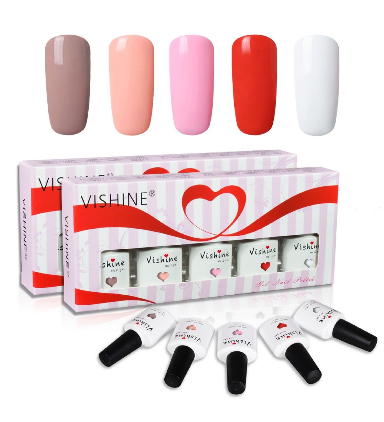 Vishine Soak Off UV LED Gel Nail Polish Multicolor Varnish Gift Set Of 5pcs X 10ml for Nail Art TX001 - Buy Online on GoSupps.com
