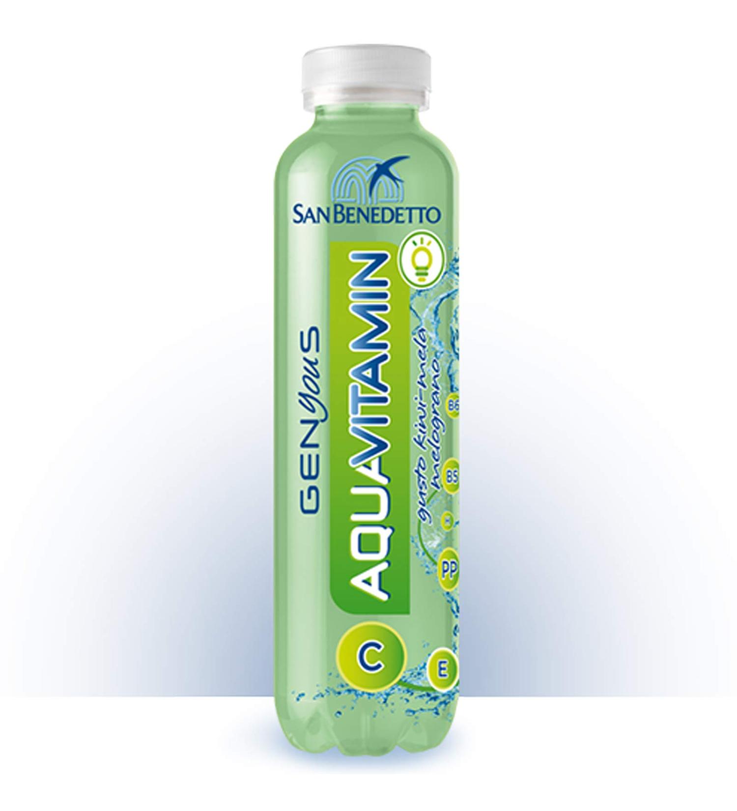 12 x 400ml bottles of SAN BENEDETTO AQUAVITAMIN GUSTO KIWI MELA GENYOUS water