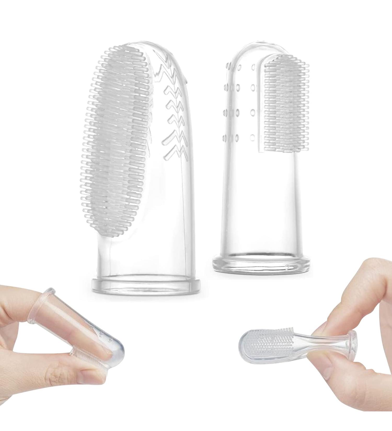 Haakaa Silicone Baby Finger Toothbrush Set - 360 Bristle for Oral Gum Cleaning and Teething Training - BPA Free 2PK - Newborn Oral Massager - Clear 2 Count - Buy Online on GoSupps.com