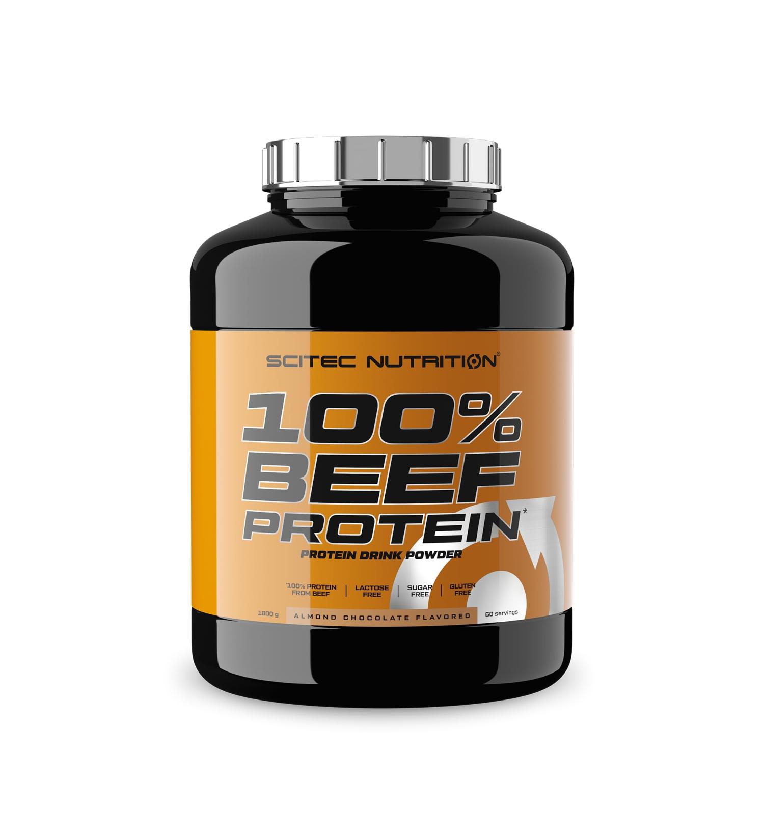 Scitec Nutrition 100% Beef Protein Flavored Protein Drink Powder Lactose Free Sugar Free Gluten Free 1.8 kg Almond Chocolate - Buy Online on GoSupps.com