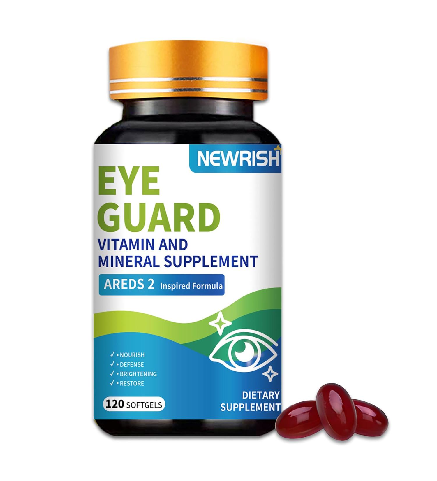 Newrish AREDS 2 Formula 120 Softgels - High Potency Lutein & Zeaxanthin Non-GMO Gluten-Free Multivitamin Mineral Supplement - Buy Online on GoSupps.com