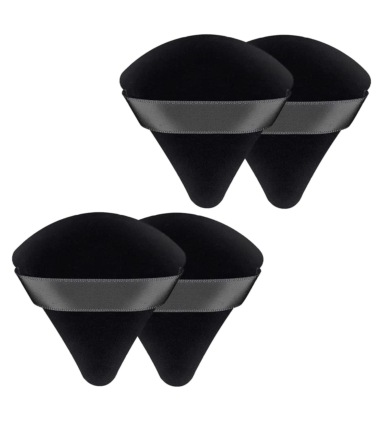 QLines Powder Puff 4 Pcs - Triangle Powder Puffs - Soft & Resuable Foundation Makeup Sponge with Silky Ribbon - Perfect for Pressed and Loose Powder Dry & Wet Makeup Black 4Pcs - Buy Online on GoSupps.com
