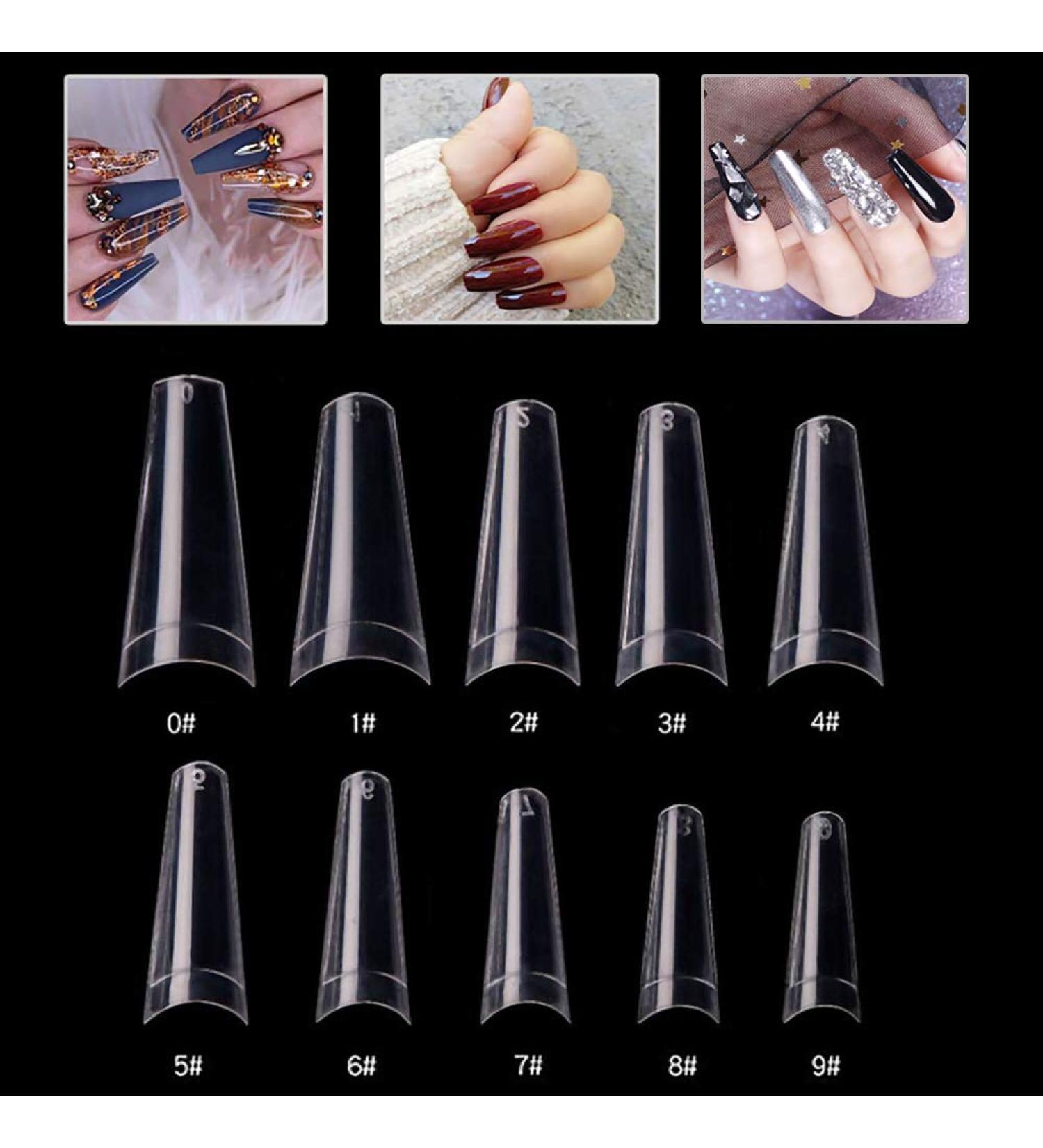 MWoot 500 Pieces French Acrylic Coffin Nails - Clear Fake Nail Tips for Women & Girls | 10 Sizes - Perfect for Nail Art - Buy Online on GoSupps.com