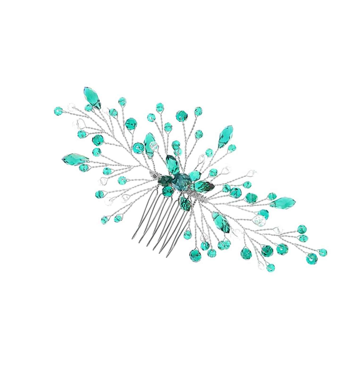 Angoily Bridal Rhinestone Comb Decorative Hair Clips for Women Womens Hair Accessories Women Hair Side Comb Wedding Hair Clips Baroque Side Rhinestones Green Crystal Bride Dress - Buy Online on GoSupps.com
