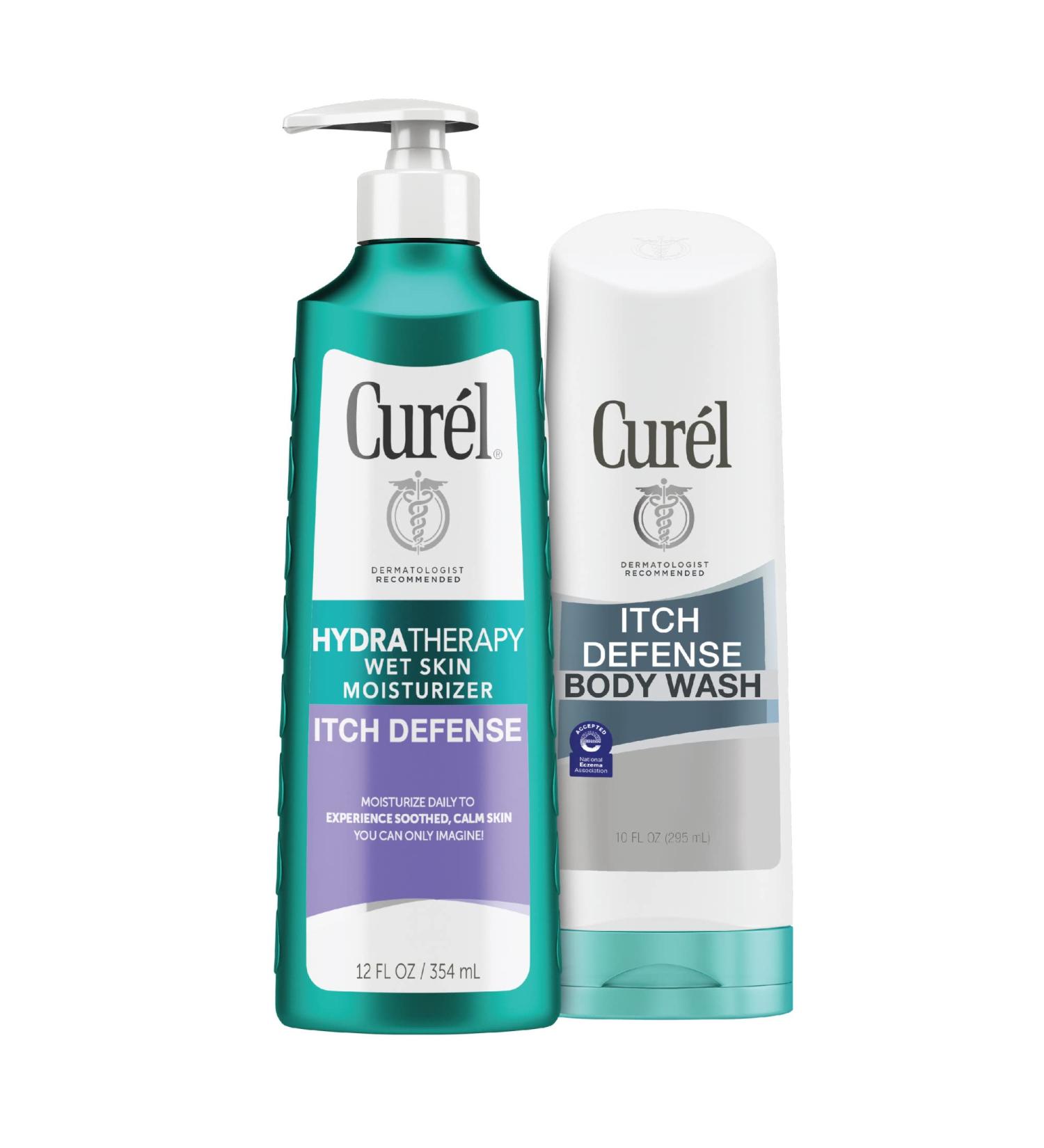 Cur l Hydra Therapy & Itch Defense Body Wash Set - Moisturizer & Calming Cleanser for Dry Itchy Skin - 12 fl oz & 10 fl oz - Soap-Free Formula - 2 Piece Set - Buy Online on GoSupps.com