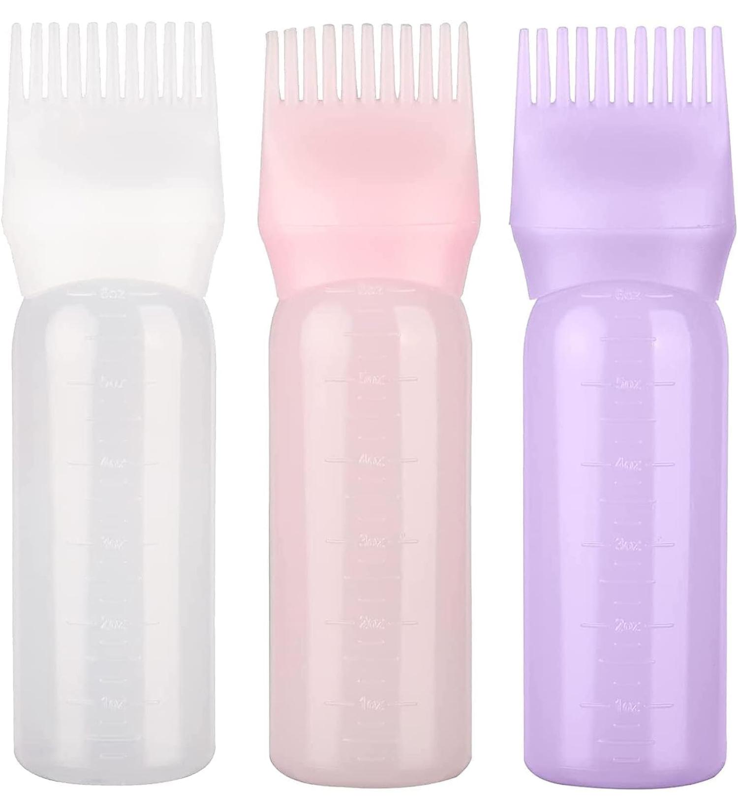 3 Colors 160ml Hair Oil Applicator Bottle - Perfect for Hair Dye & Oil Application (White Purple Pink) - Buy Online on GoSupps.com
