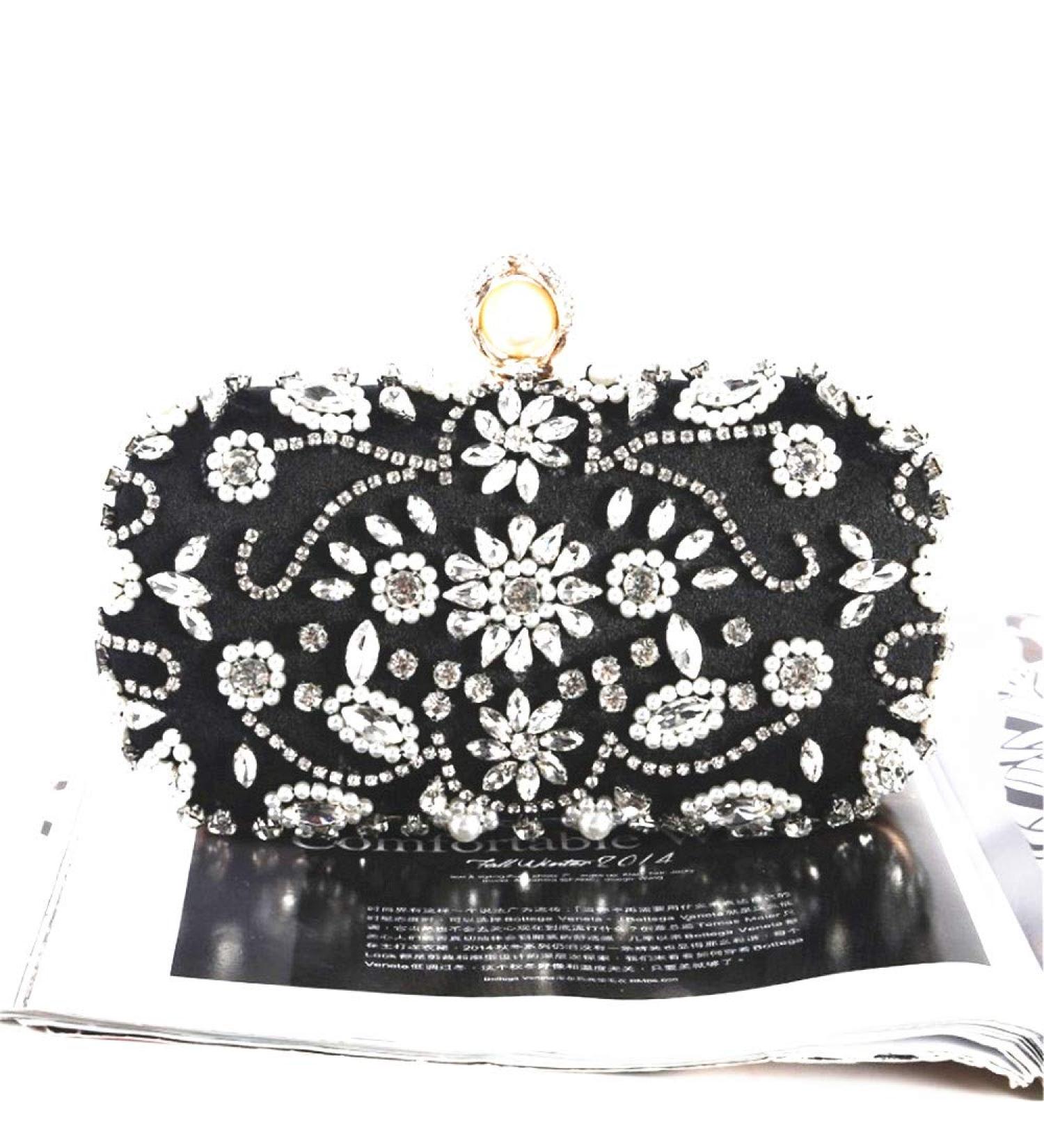 JU+ Beaded Crystal Clutch Evening Bags for Women Formal Bridal Wedding Clutches Purses Prom Cocktail Party Handbags (Black) - Buy Online on GoSupps.com