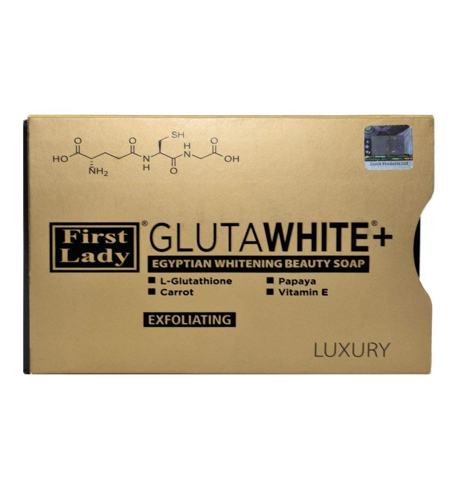 First Lady Glutawhite+ Egyptian Skin Brightening Exfoliating Beauty Soap 200g with L- Glutathione Papaya Carrot Vitamin E