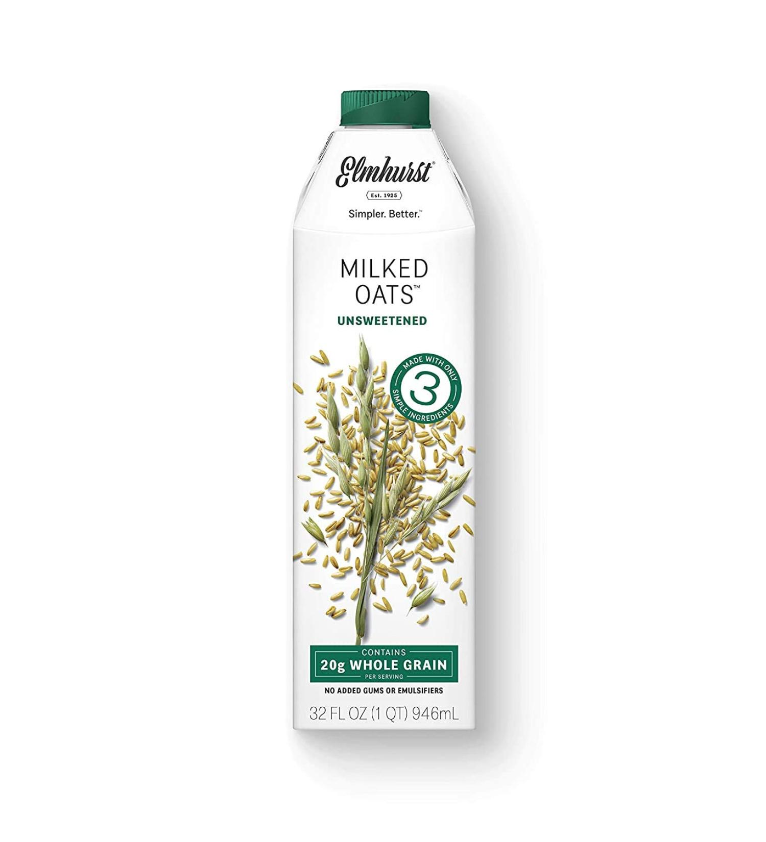 Elmhurst 32 oz Unsweetened Oat Milk - Dairy-Free Alternative - Buy Online on GoSupps.com