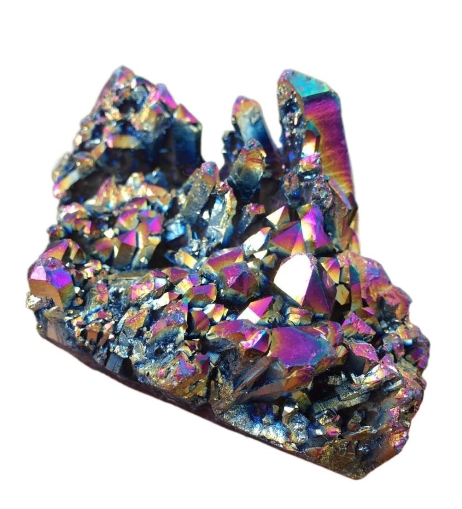 Natural Rainbow Coated Quartz Aura Quartz Cluster Titanium Aura Quartz Rainbow Aura Cluster Gem Specimen s - Buy Online on GoSupps.com