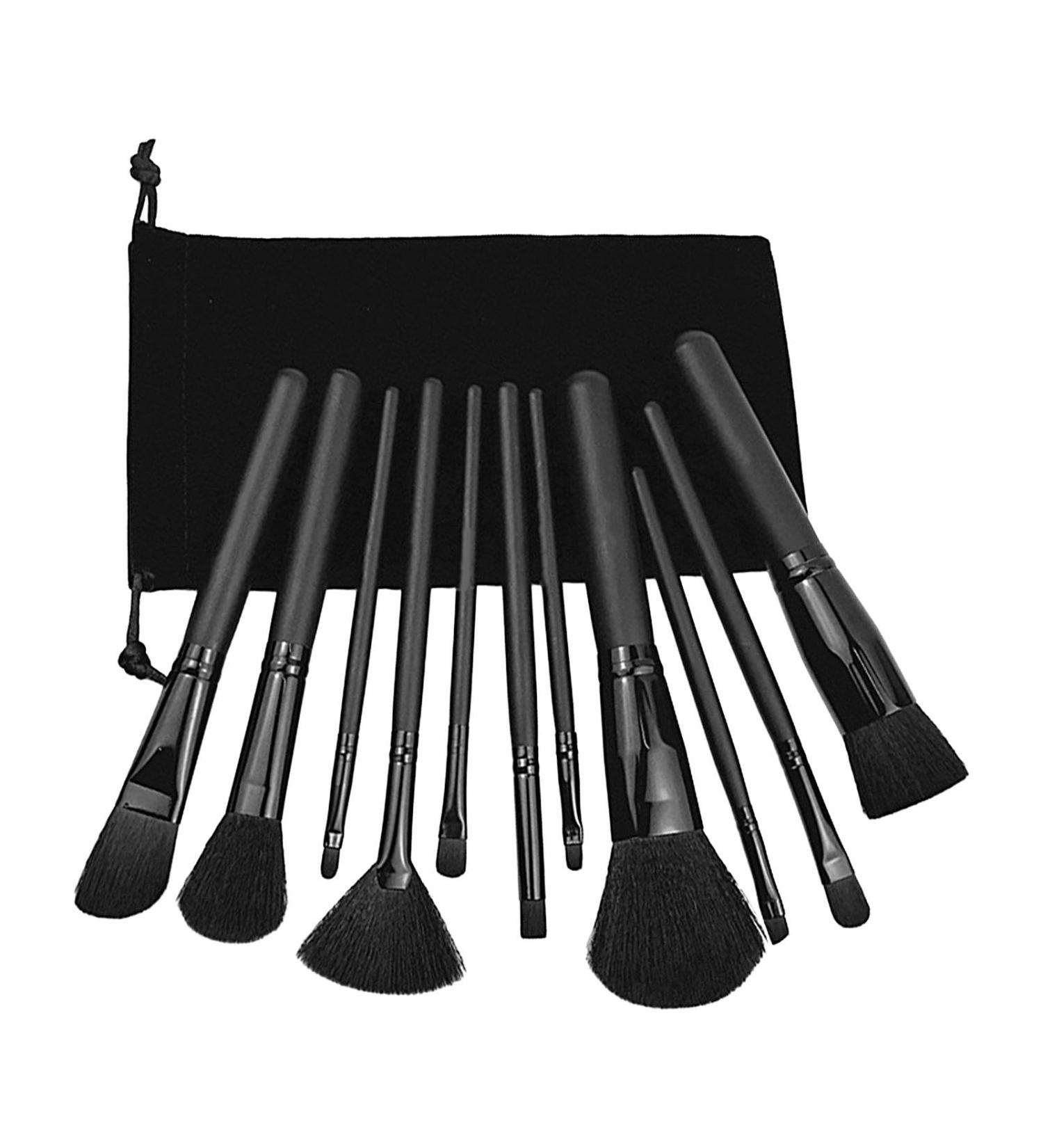 Makeup Brushes Multi-purpose Makeup Brushes Set With 11 Compact Makeup Brush Set ddurable Black Makeup Brushes Wooden Handle Face Contour Concealers Brush For Girls Women - Buy Online on GoSupps.com