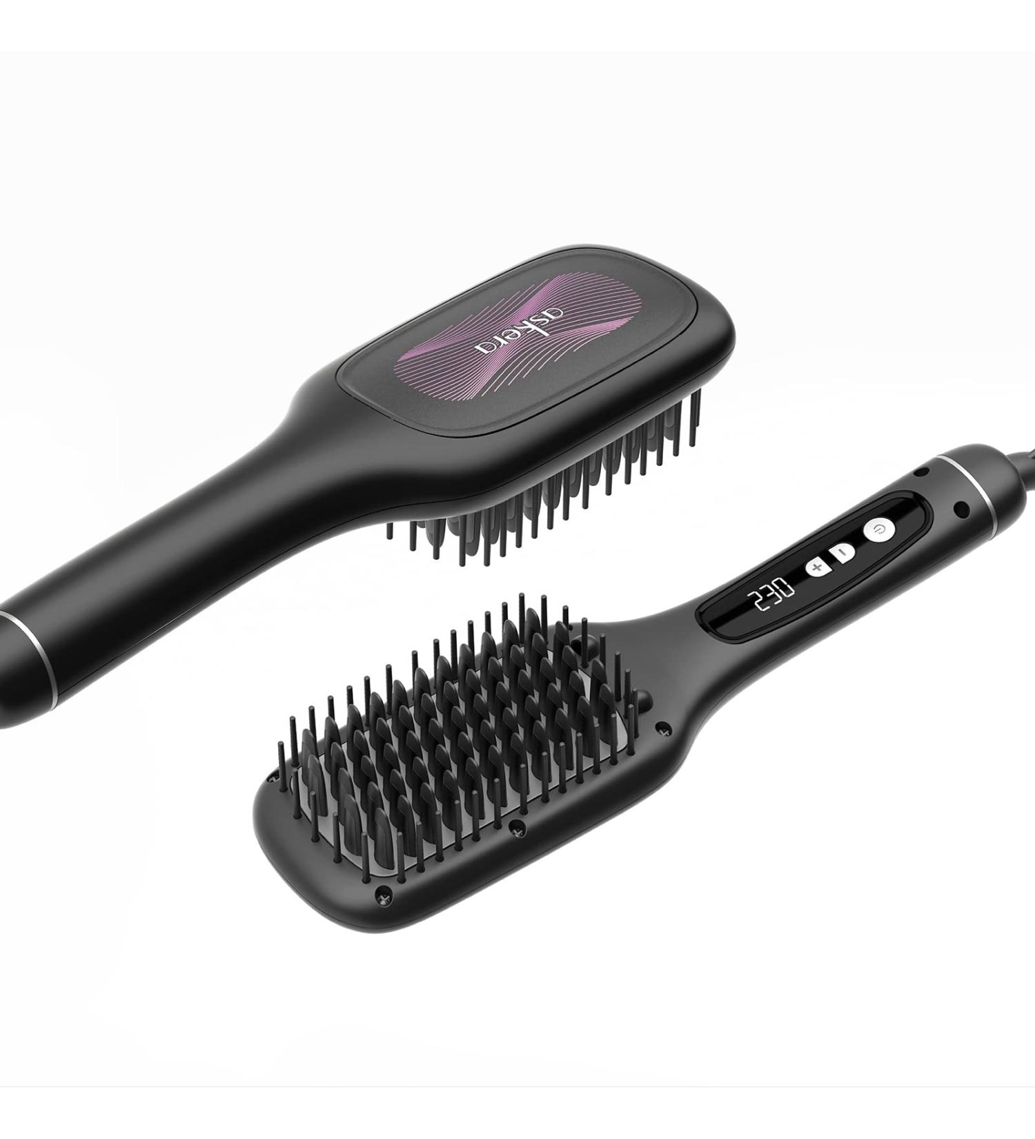 Askera Negative Ion Ceramic Straightening Brush | 14 Temp Settings | Anti-Scald & Temperature Lock | Auto-Off | Black Rose - Buy Online on GoSupps.com