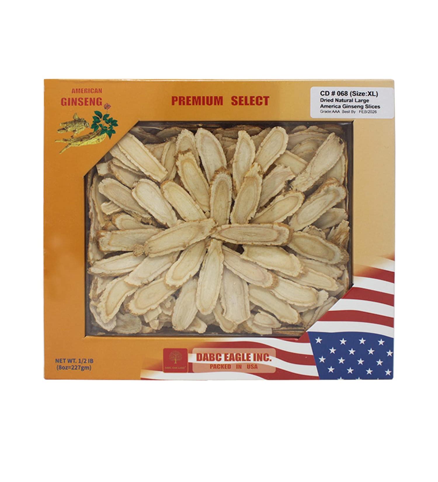 American Ginseng Slices from Wisconsin American Wisconsin Ginseng Slices Root for Tea Energy for Men Women Mental Health Boosts Immunity Gluten Free Long Strip 1 Box of 8 Ounces 8OZ/Box- Ginseng Slices - Buy Online on GoSupps.com