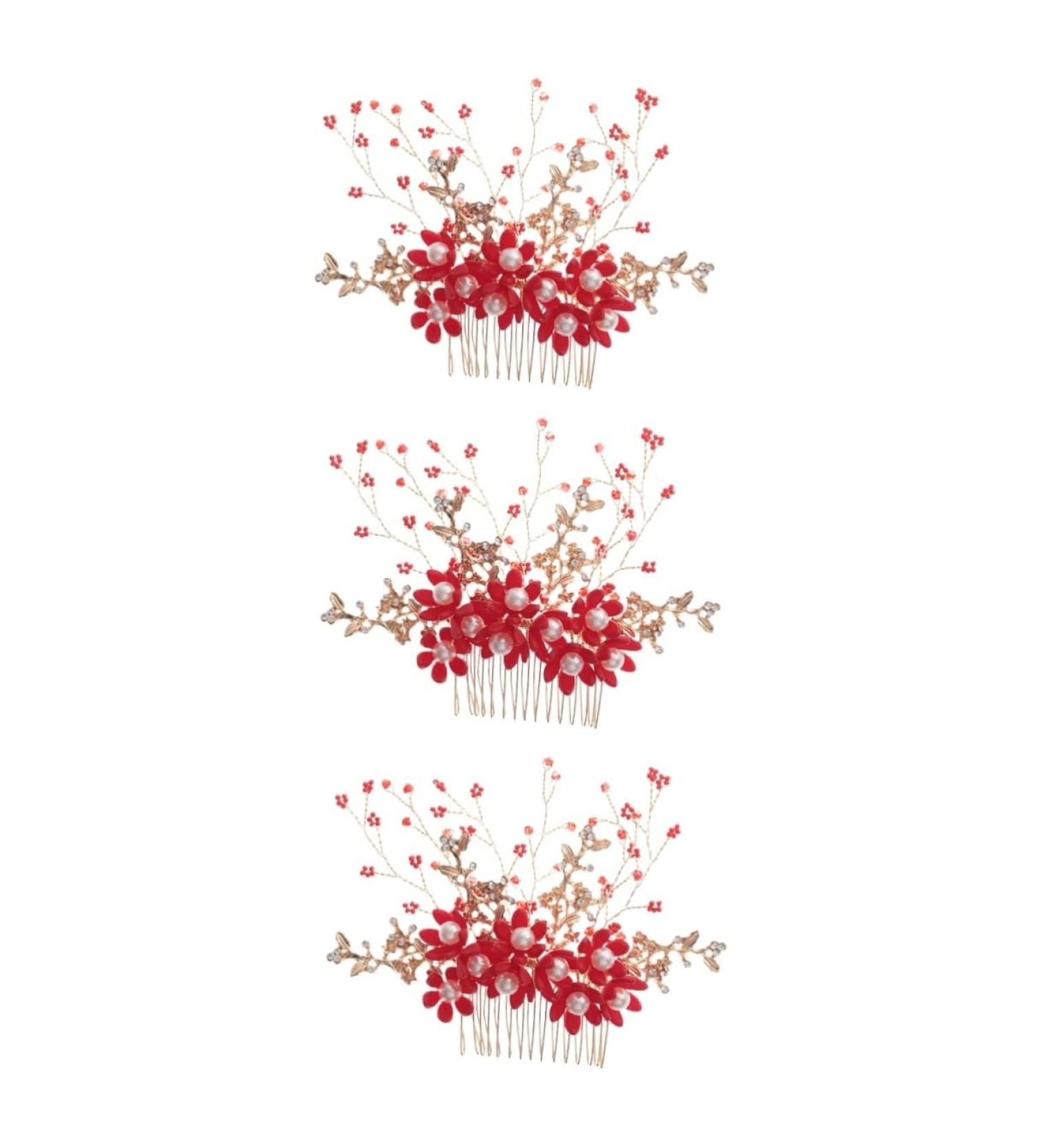 FRCOLOR Hair Insert Comb rhinestone hair clips floral bridal clip crystal side Flower Bridal Clip Crystal Hair Bridal Side Combs bridal headpiece Handmade bride issue Rhinestone Headpiece - Buy Online on GoSupps.com