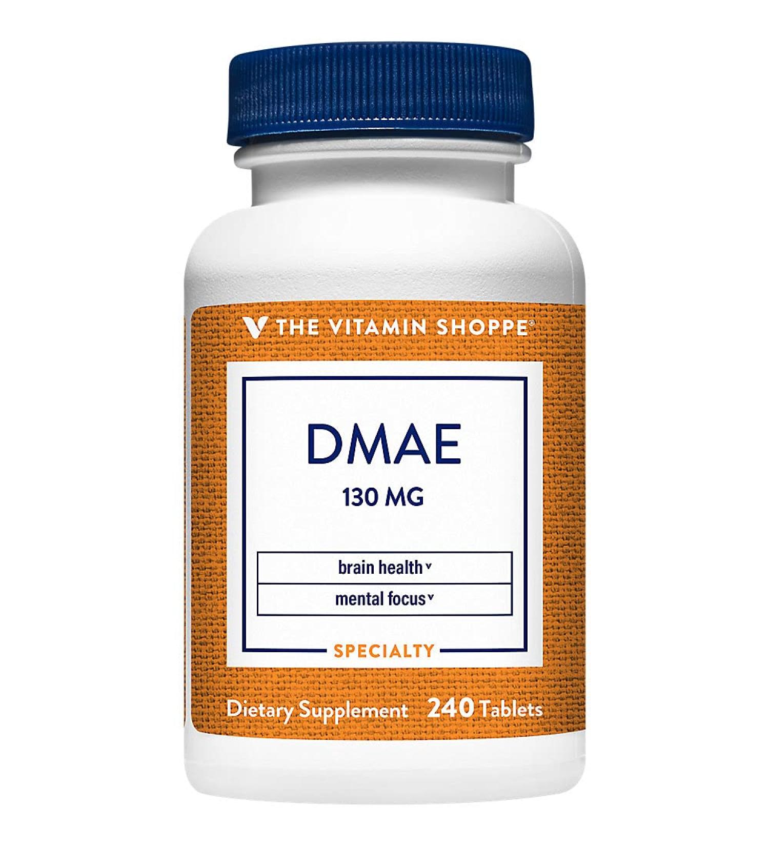 Buy Vitamin Shoppe DMAE 130MG Supplements - Boost Brain Health Focus & Energy | 240 Tablets - Buy Online on GoSupps.com