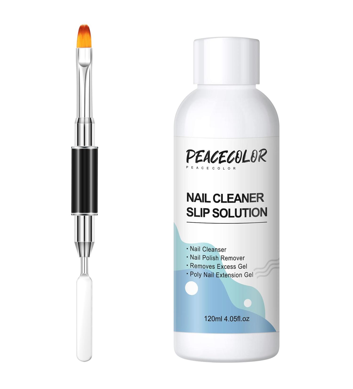 PEACECOLOR 120ML Slip Solution Cleanser Plus with Dual End Nail Brush Set for Poly Extension Nail Gel Builder Nail Gel Nail Art Kit Easy DIY Use at Home Beauty Gifts for Women color 194 - Buy Online on GoSupps.com