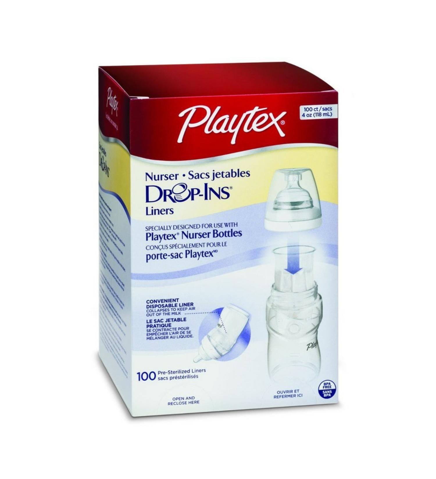 Playtex Drop in Liners for Nurser Bottles 4 Ounce 100 Count (3 Pack)