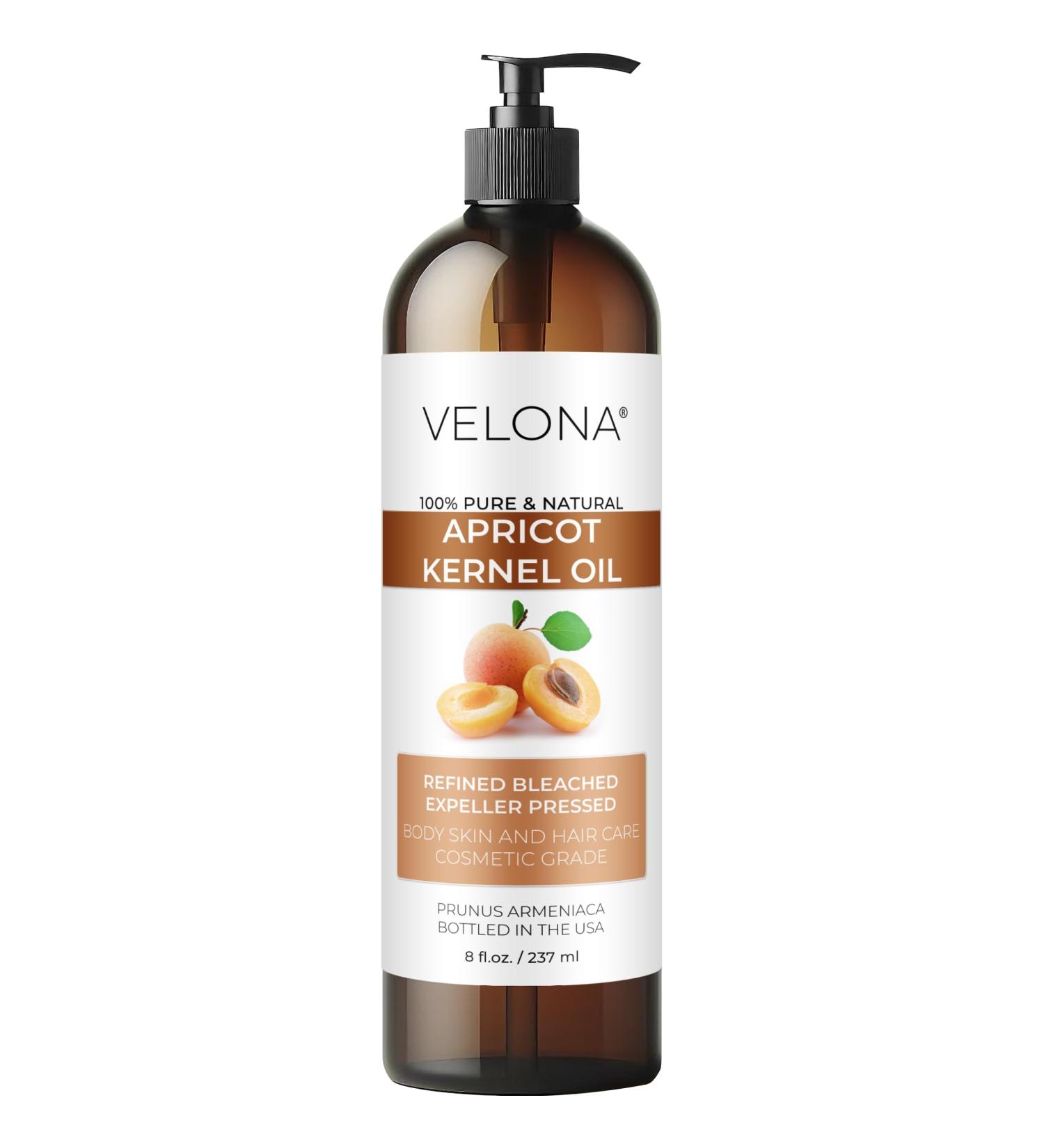 Velona Apricot Kernel Oil 8 fl oz | 100% Pure Natural Carrier Oil for Hair Body & Skin Care | Refined & Expeller Pressed | International Shipping Available - Buy Online on GoSupps.com