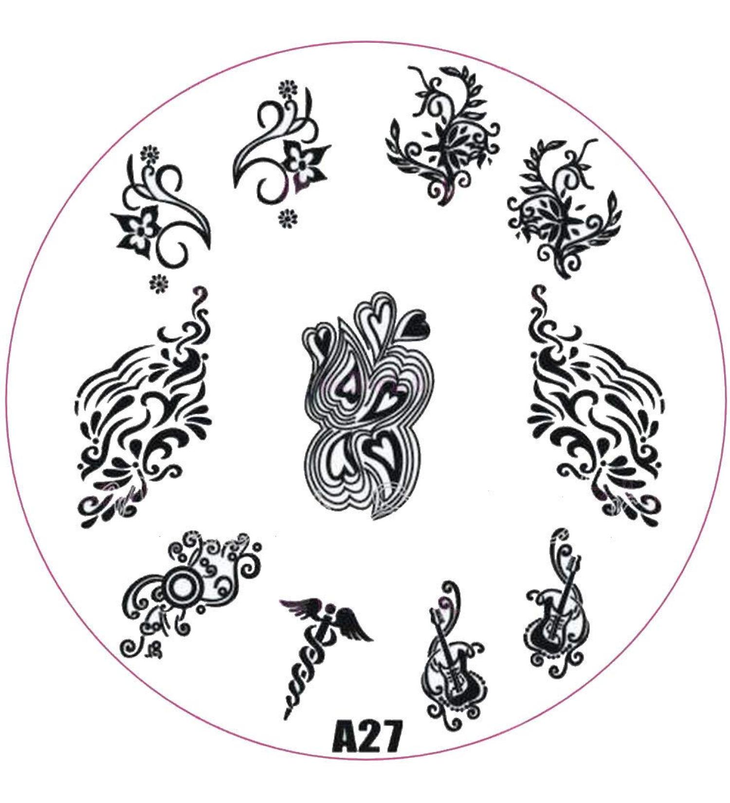 ++SPECIAL ITEM++ Stamping stencil A-Series: A27 Guitar flower ornaments