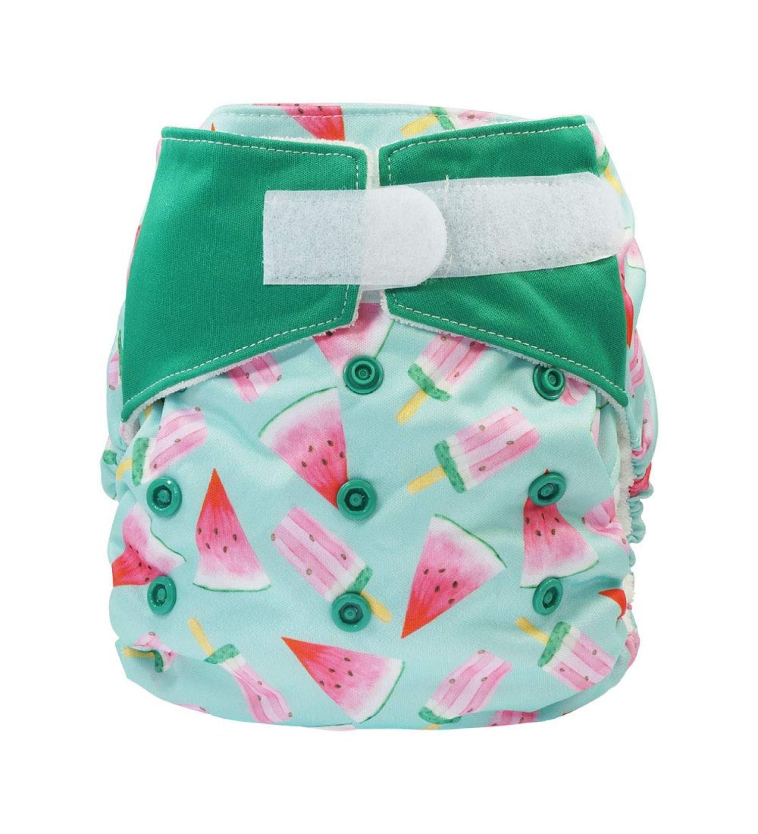 Bl mchen All-in-One Bamboo Cloth Diaper - Velcro OneSize (3.5-15kg) - Melons Design - Eco-Friendly Baby Diaper - Buy Online on GoSupps.com