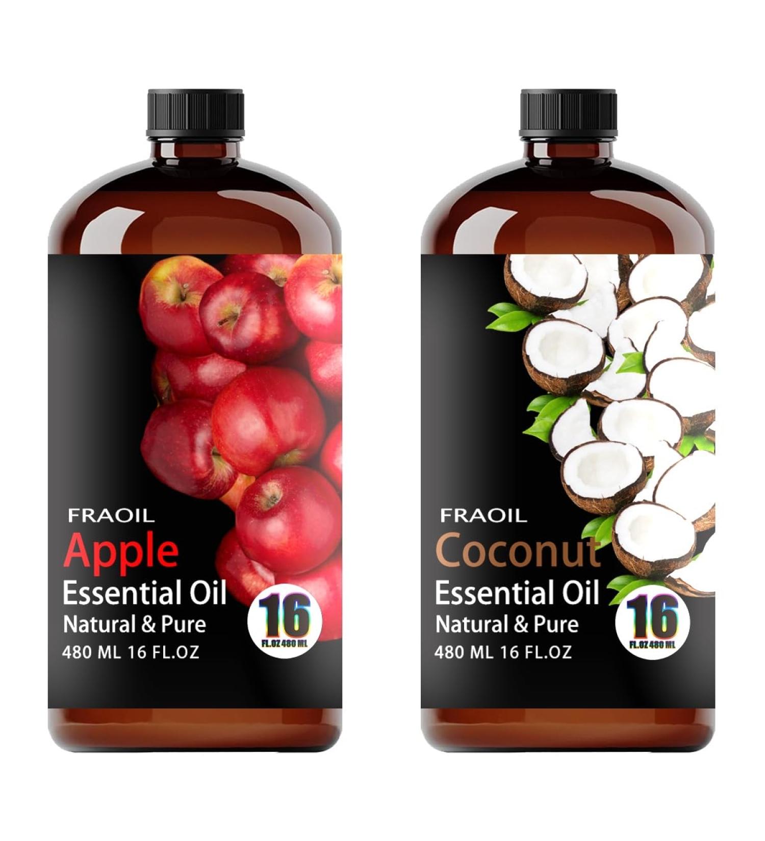 Apple Essential Oil 16 Fl Oz and Coconut Essential Oil 16 Fl Oz for Diffuser Humidifier Yoga Cleaning DIY Candle Soap Making Perfume Gift for Essential Oils - Buy Online on GoSupps.com