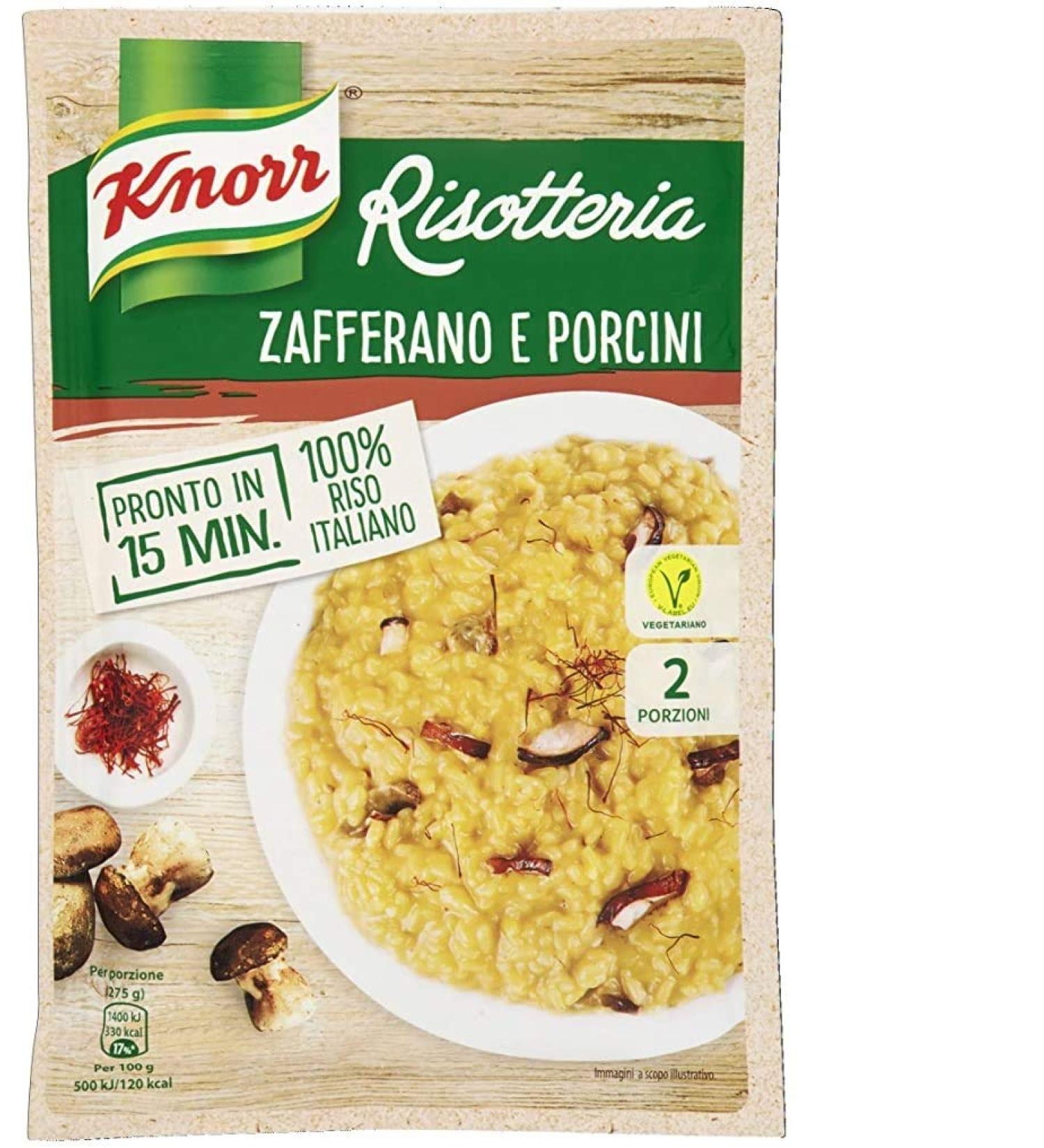 15x Knorr Risotto Zafferano e Porcini rice with saffron and stone mushrooms 175g 100 Italian finished rice dishes