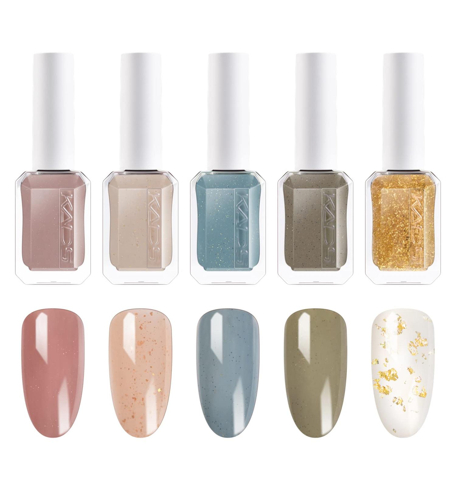KADS Nail Polish Set - 5 Trendy Glitter Colors 24K Golden Color elegant - Buy Online on GoSupps.com