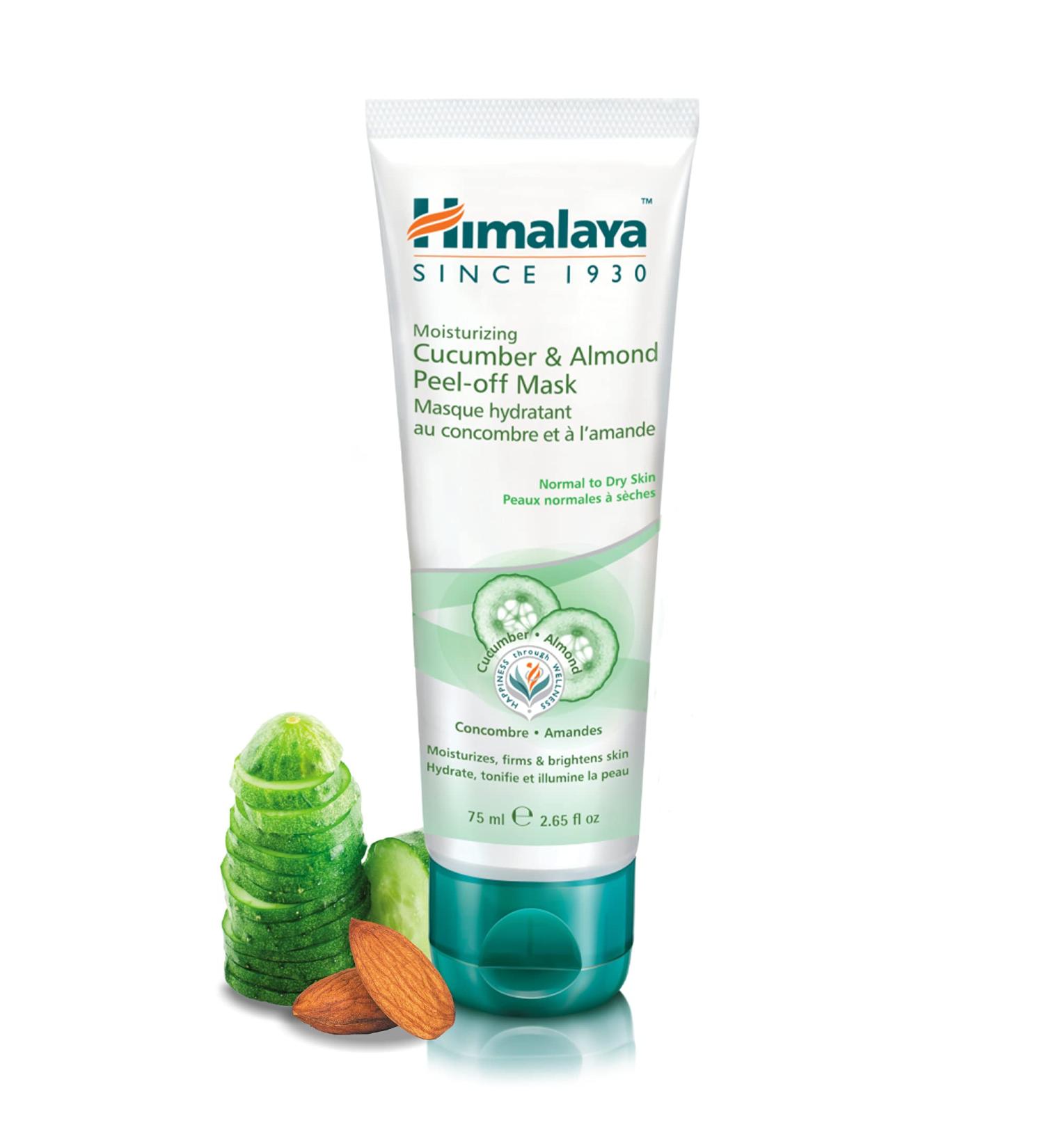 Himalaya Moisturizing Cucumber & Almond Peel-Off Mask | Brightening & Toning Facial Mask with AHA & Antioxidants - 75ml - Buy Online on GoSupps.com
