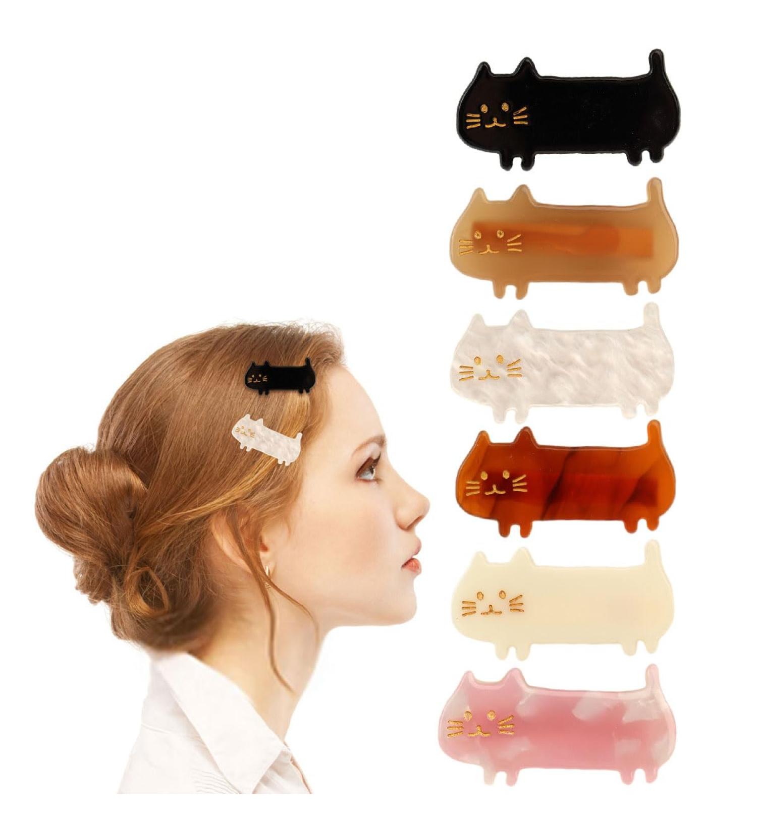 scicent Hair Clip 6 Pieces Women Hair Pins Fashion Sweet Cat Hair Glips Acetate Hair Barrettes for Girls No-Slip Hairpin Cute Hair Accessories for Fine Hair - 28610 - Buy Online on GoSupps.com