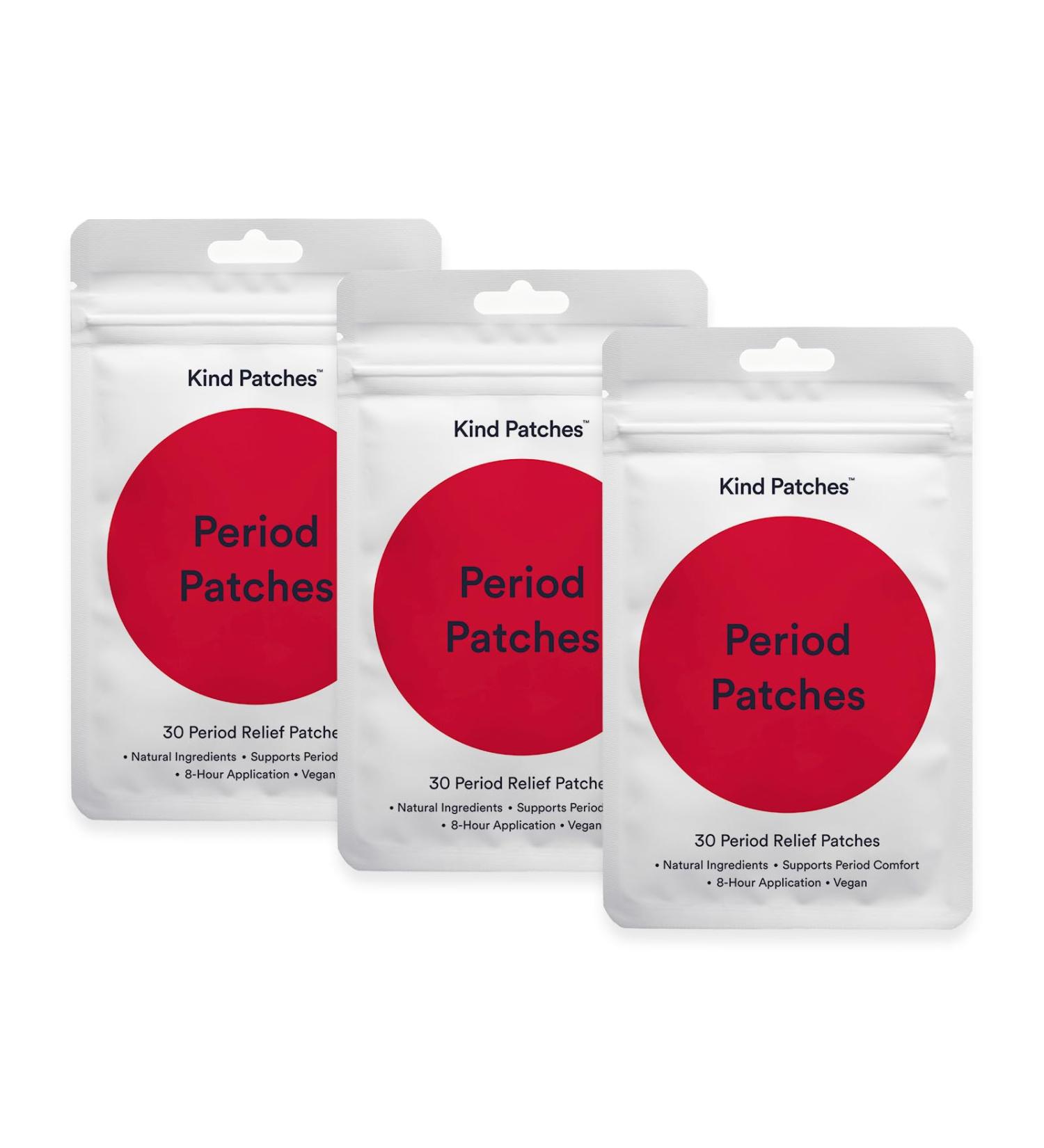 Kind Patches Period - Period Relief Iron Patches with Menthol Camphor Chamomile Lavender - Menstrual Relief - 3 Pack 90 Pieces - Buy Online on GoSupps.com