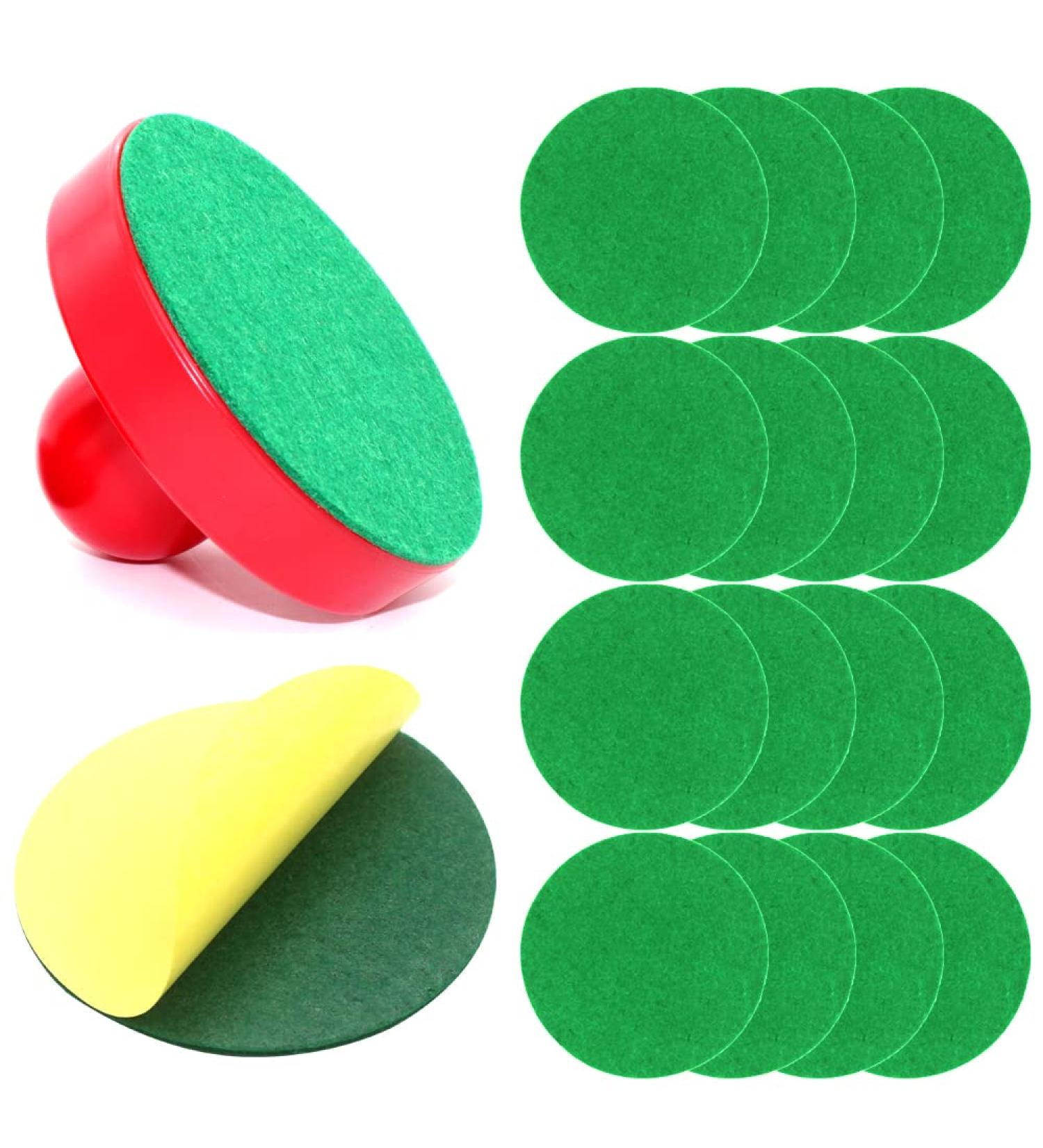 BQSPT 94mm Air Hockey Mallet Felt Pads - Green Self Adhesive Replacement Sticker for 96mm Pushers - 16 Pack - Buy Online on GoSupps.com