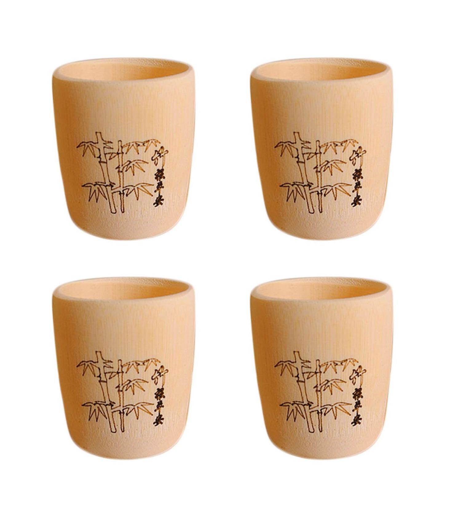 Set of 4 Drinking Cups Japanese Cups Handmade Natural Bamboo Cups Multifunctional Hot Cold Drinking Cups Japan Water Cups - Buy Online on GoSupps.com