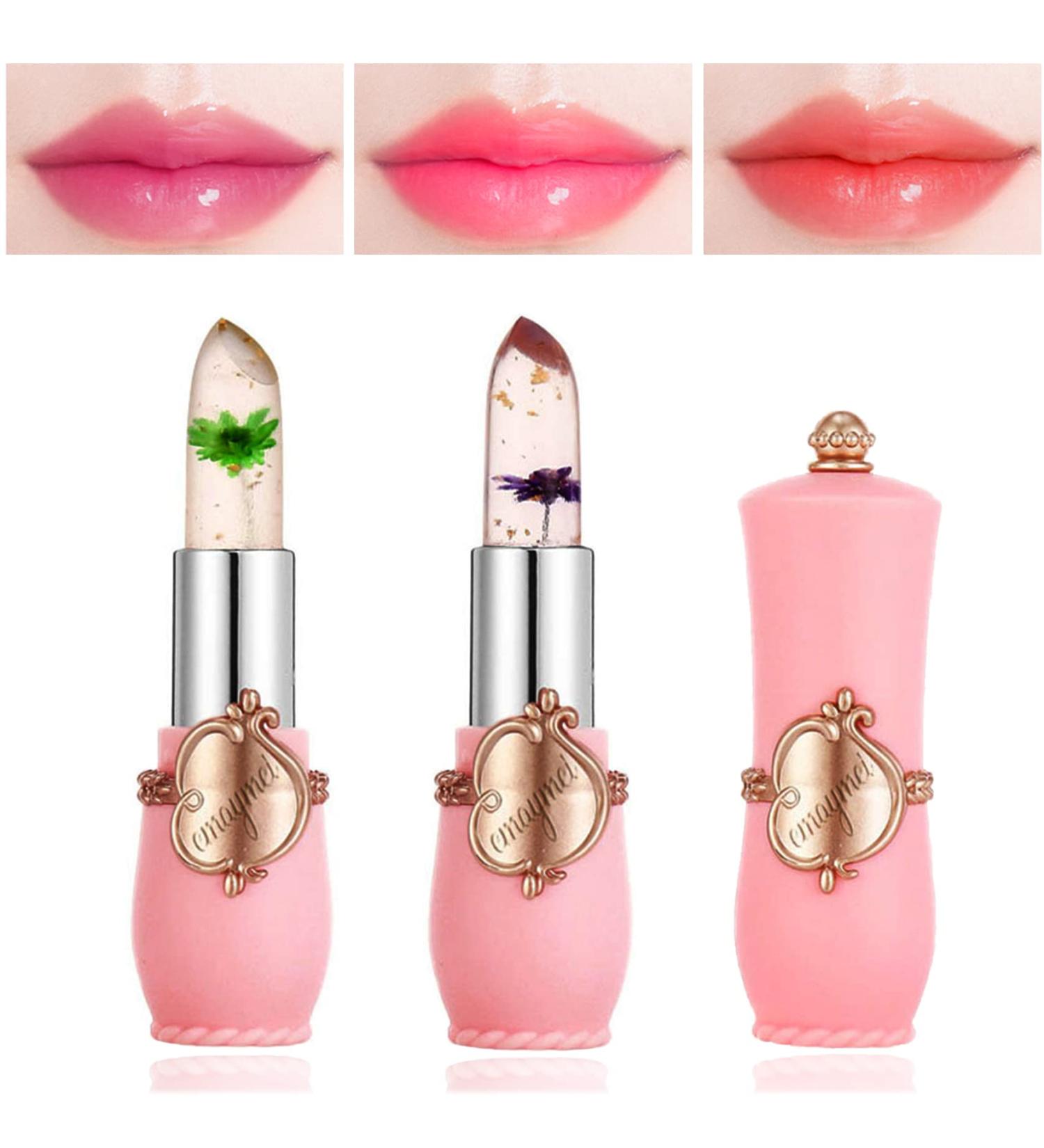 LZYLLS Crystal Jelly Flower Lipstick Set C - 2 Pack, Magic Temperature Color Change, Long Lasting Nutritious Moisturizing Lip Balm - Buy Online on GoSupps.com