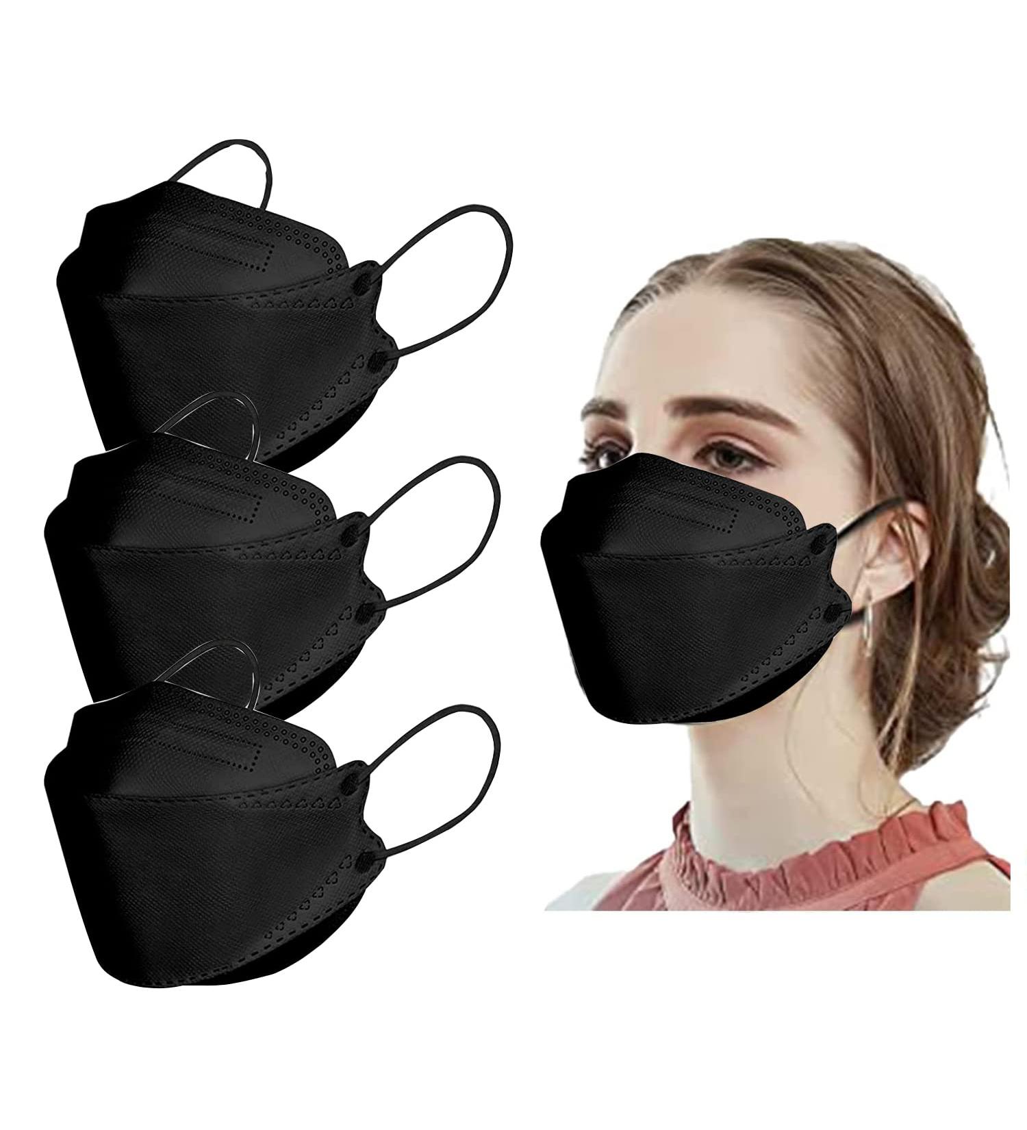 50pcs 4-Ply KF94 Black Face Masks | Breathable 3D Design | Protective Face Filter | No Pain Earloop - Buy Online on GoSupps.com
