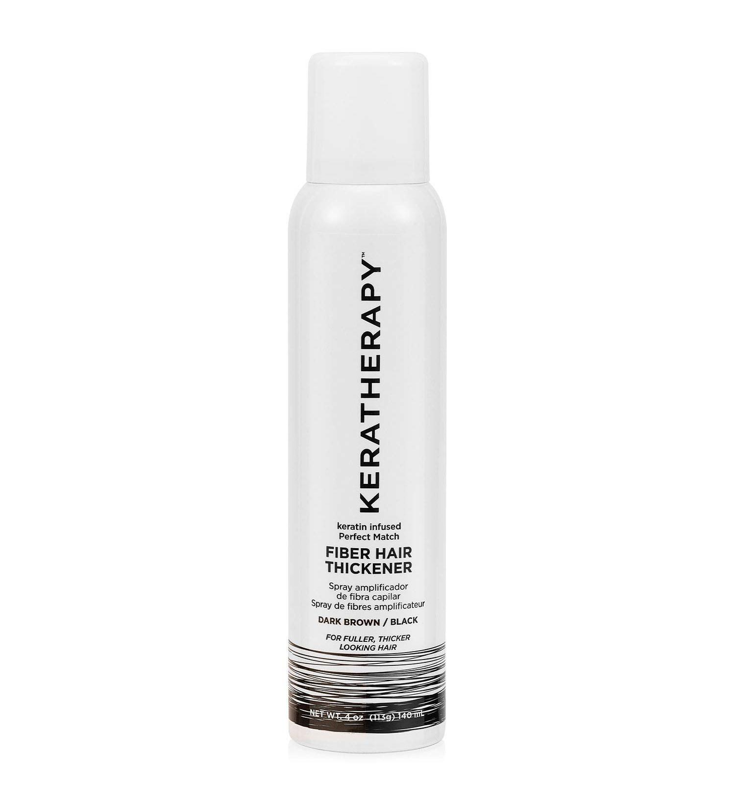 Keratherapy Keratin Infused Perfect Match Fiber Hair Thickener Spray - Dark Brown to Black - 4 fl. oz. - Volumizing, Thickening, & Concealing Hairspray - Buy Online on GoSupps.com