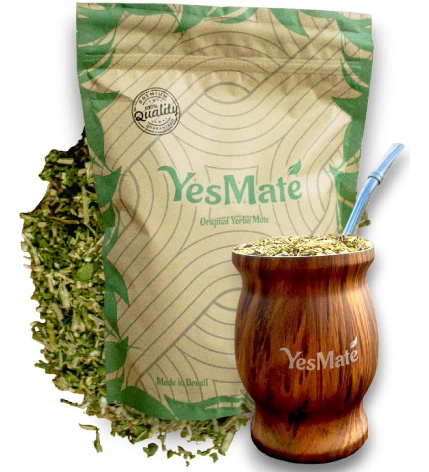 YesMate Yerba Mate Starter Set - 500g Yerba Mate Gourd Bombilla & Brush - Buy Online on GoSupps.com