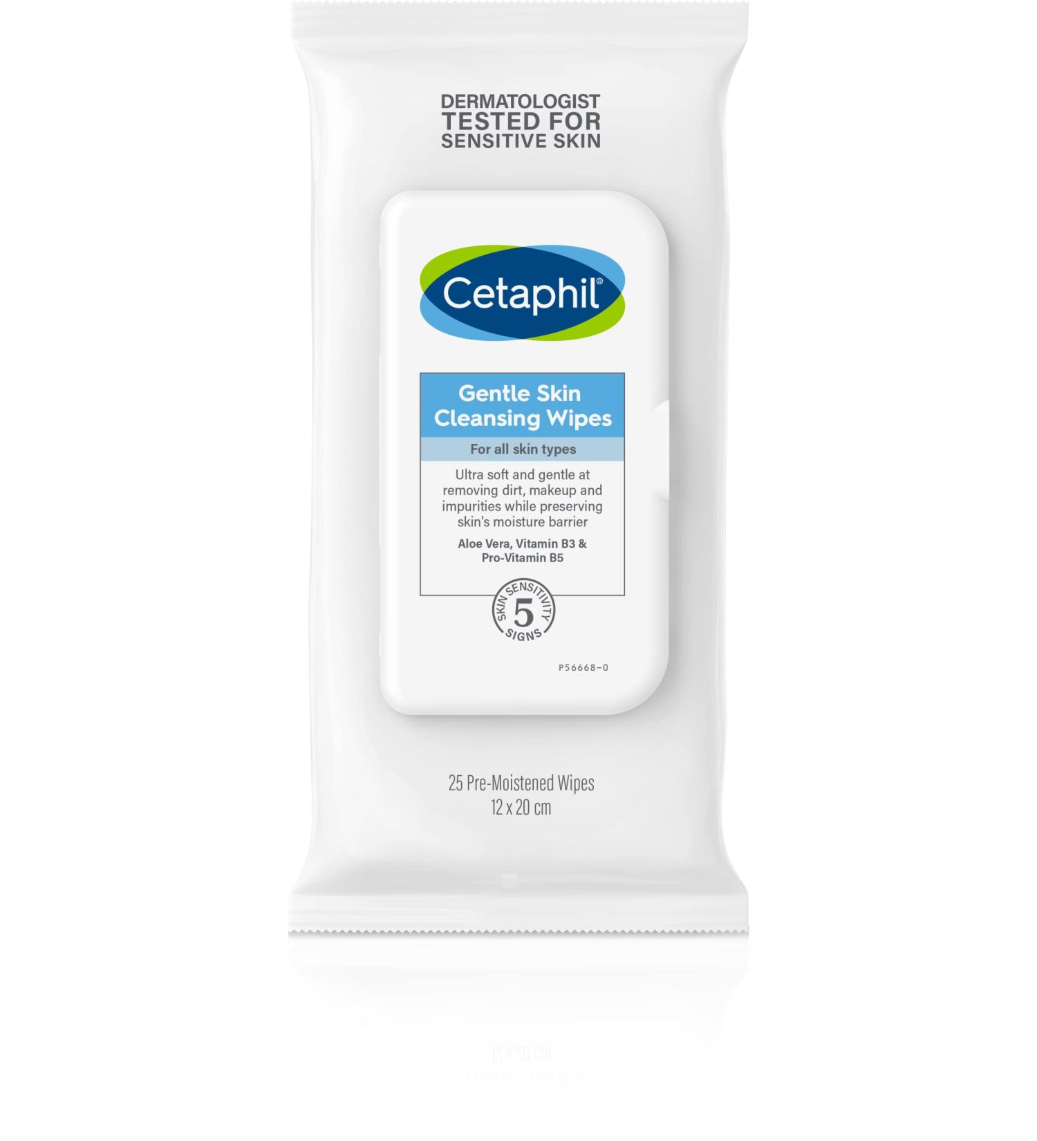 Cetaphil Gentle Skin Cleansing Cloths 25 Count Pack of 3 - Hypoallergenic & Fragrance-Free - Buy Online on GoSupps.com
