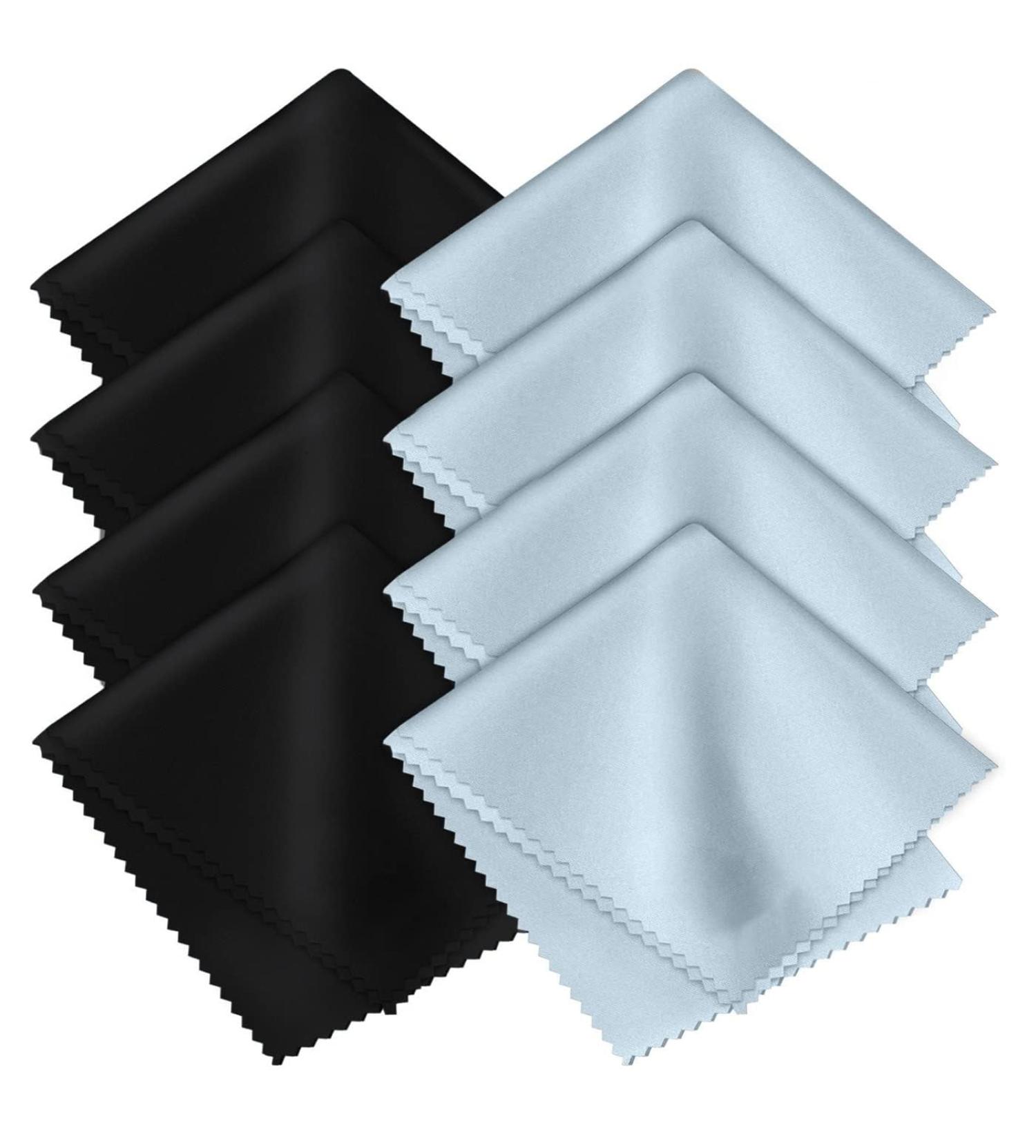 OzMW Microfiber Glasses Cleaning Cloths 8-Pack | Optician Quality 18x15cm | Black & Blue | Effective Lens Care - Buy Online on GoSupps.com